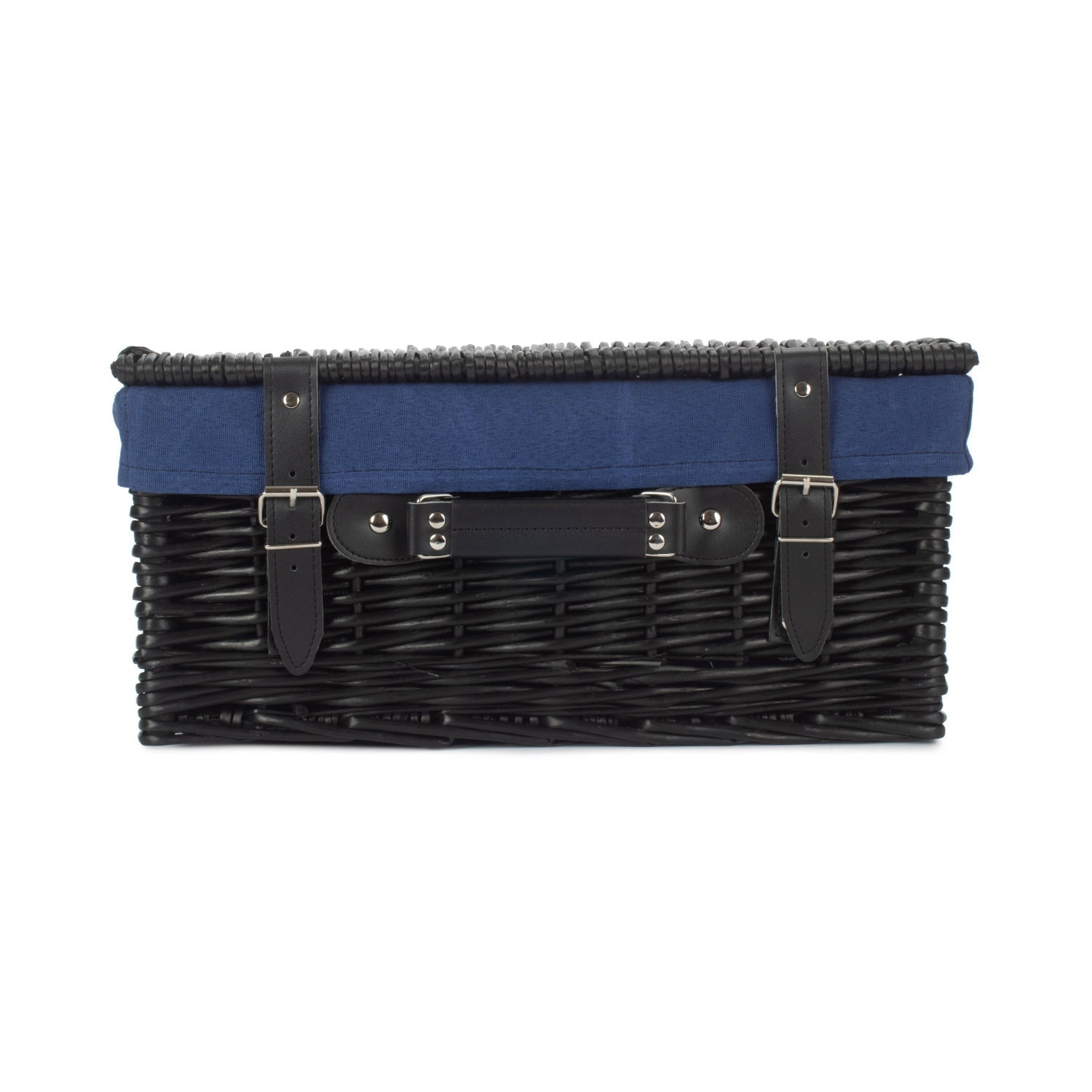 16 Inch Black Willow Hamper with Navy Blue Lining - REGN