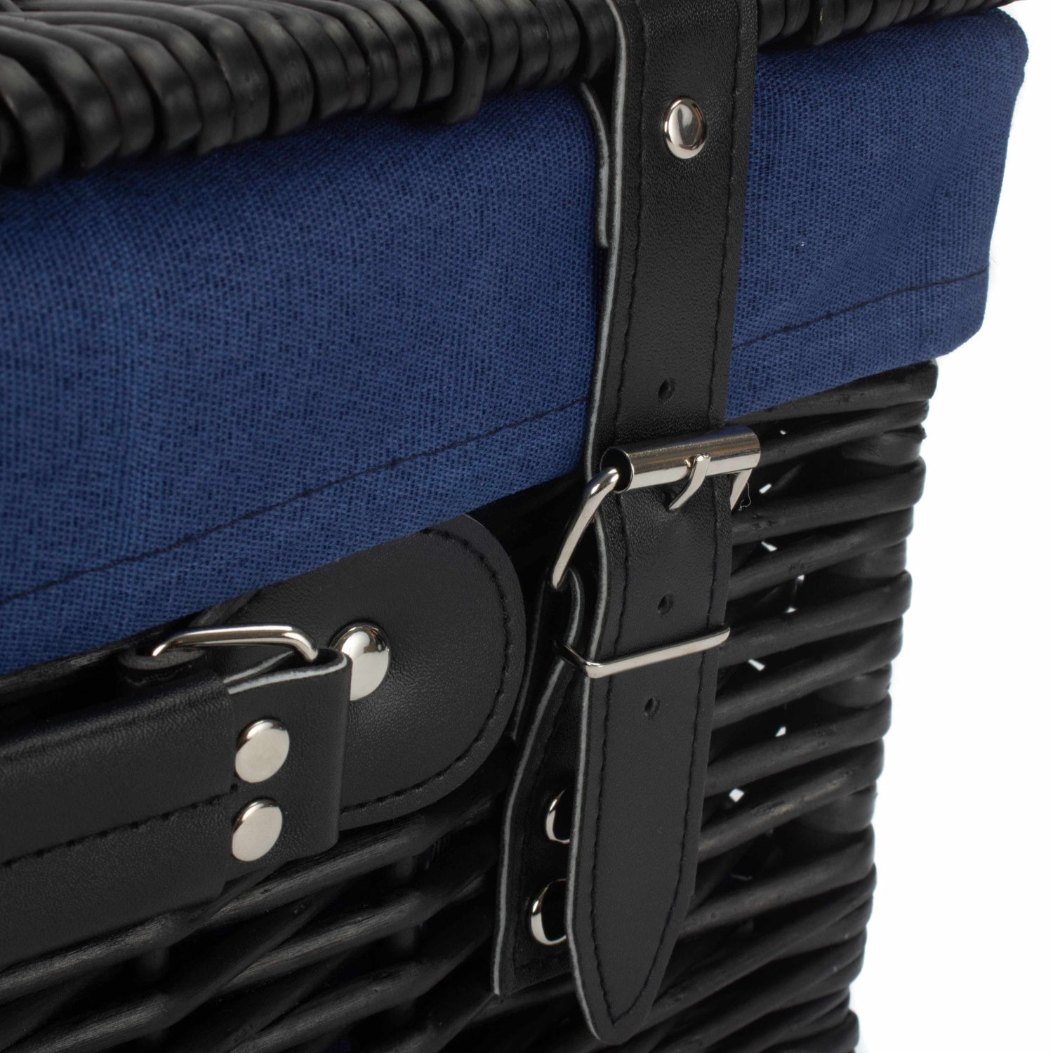 16 Inch Black Willow Hamper with Navy Blue Lining - REGN