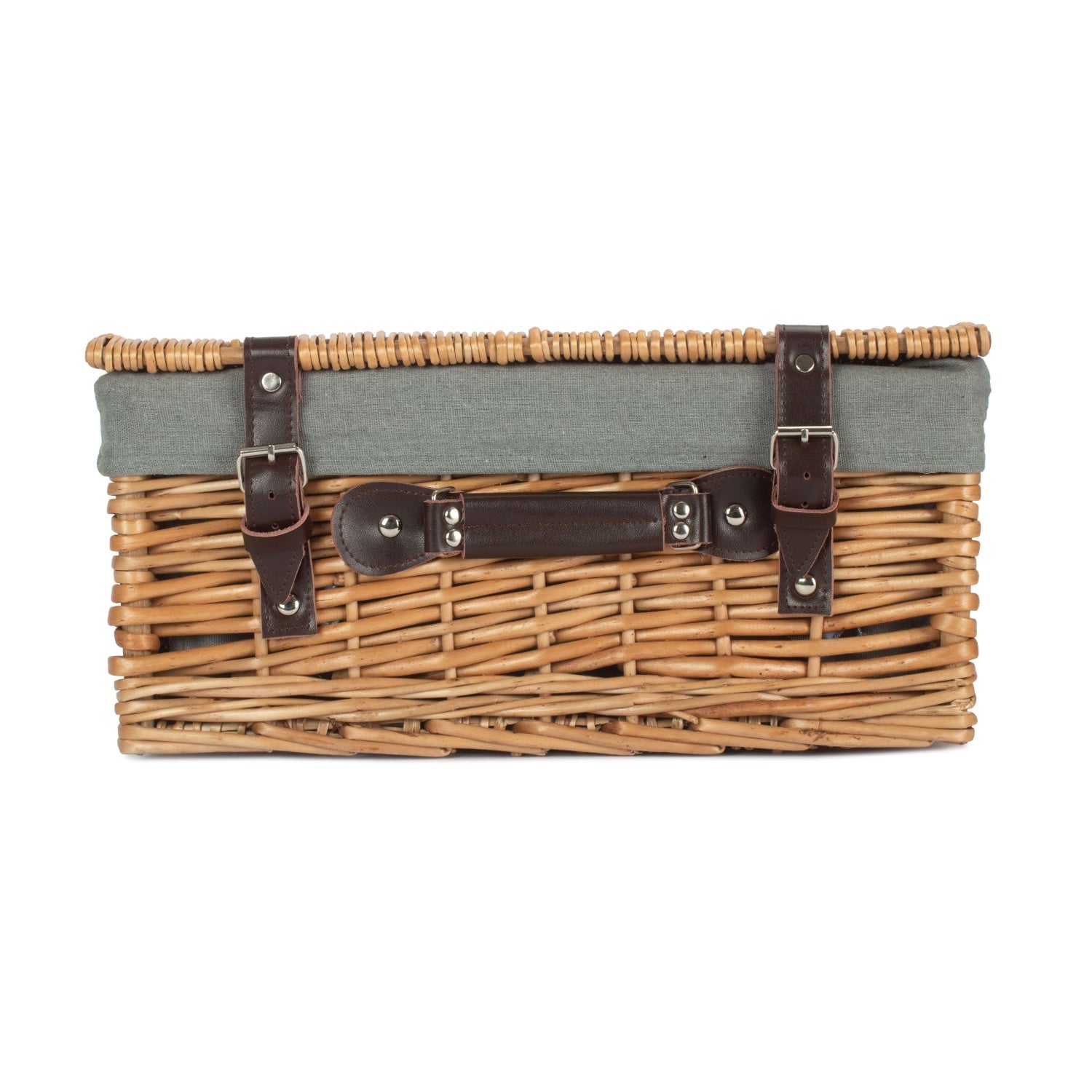 16 Inch Buff WIllow Hamper with Grey Sage Lining - REGN
