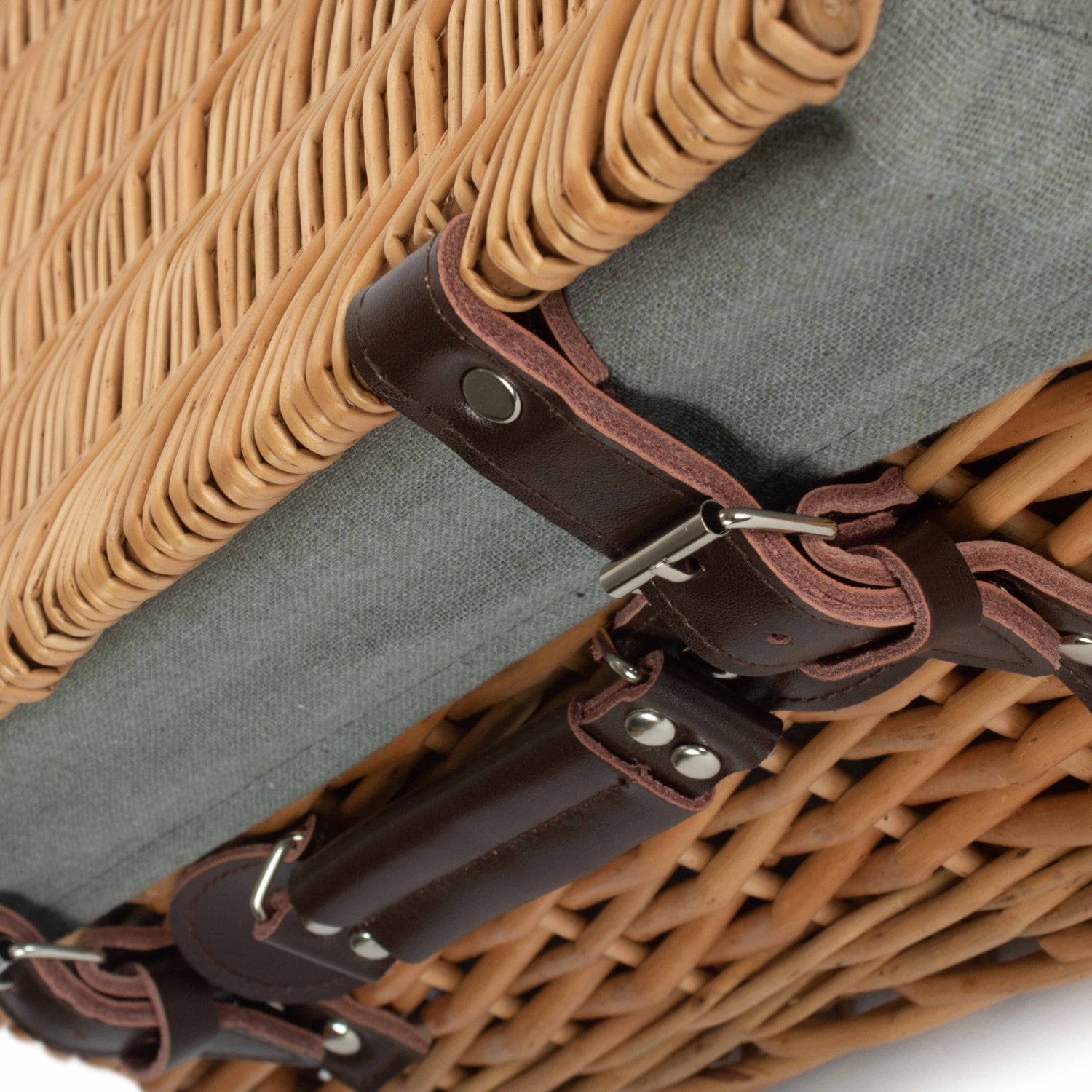 16 Inch Buff WIllow Hamper with Grey Sage Lining - REGN
