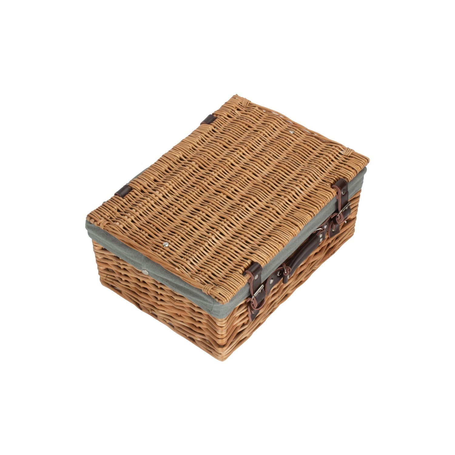 16 Inch Buff WIllow Hamper with Grey Sage Lining - REGN
