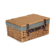16 Inch Buff WIllow Hamper with Grey Sage Lining - REGN