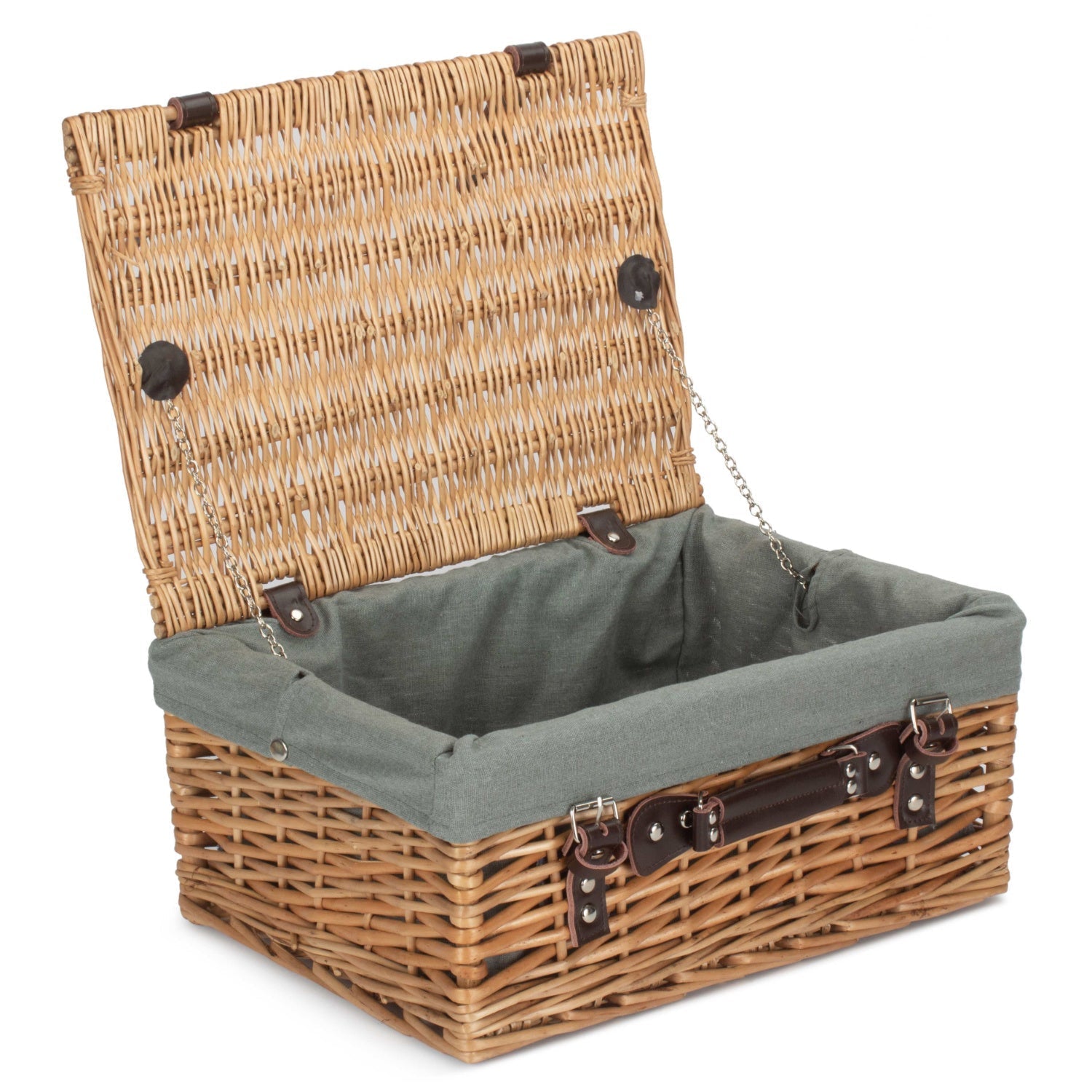 16 Inch Buff WIllow Hamper with Grey Sage Lining - REGN