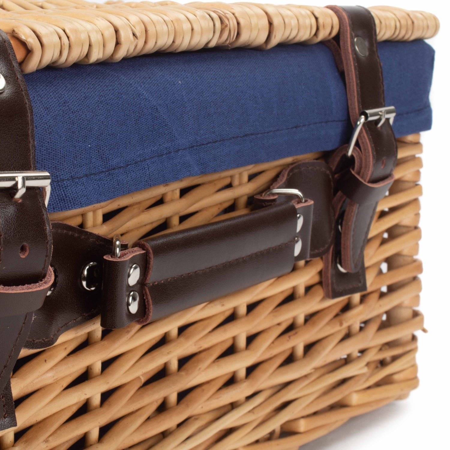 16 Inch Buff Willow Hamper with Navy Blue Lining - REGN