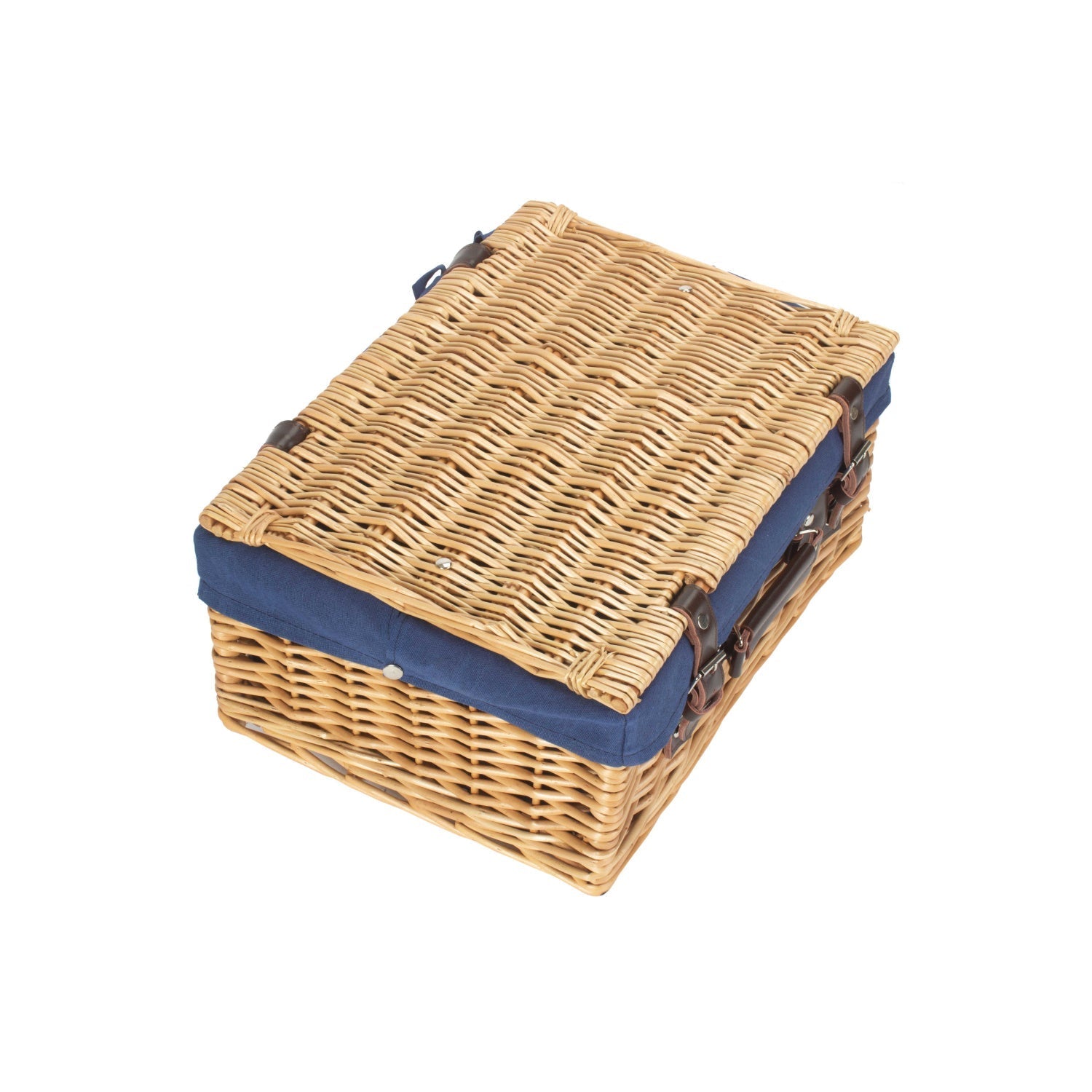 16 Inch Buff Willow Hamper with Navy Blue Lining - REGN