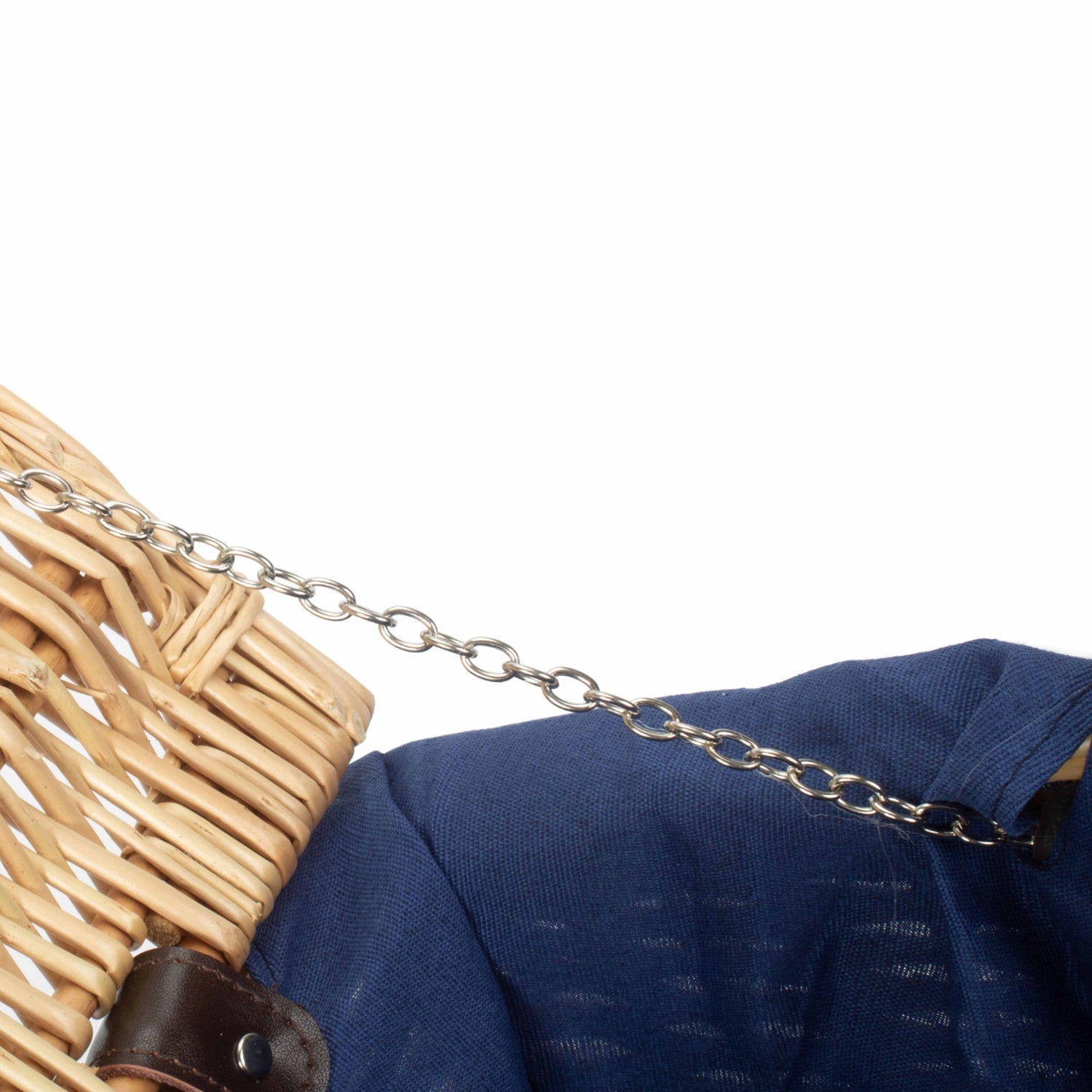 16 Inch Buff Willow Hamper with Navy Blue Lining - REGN