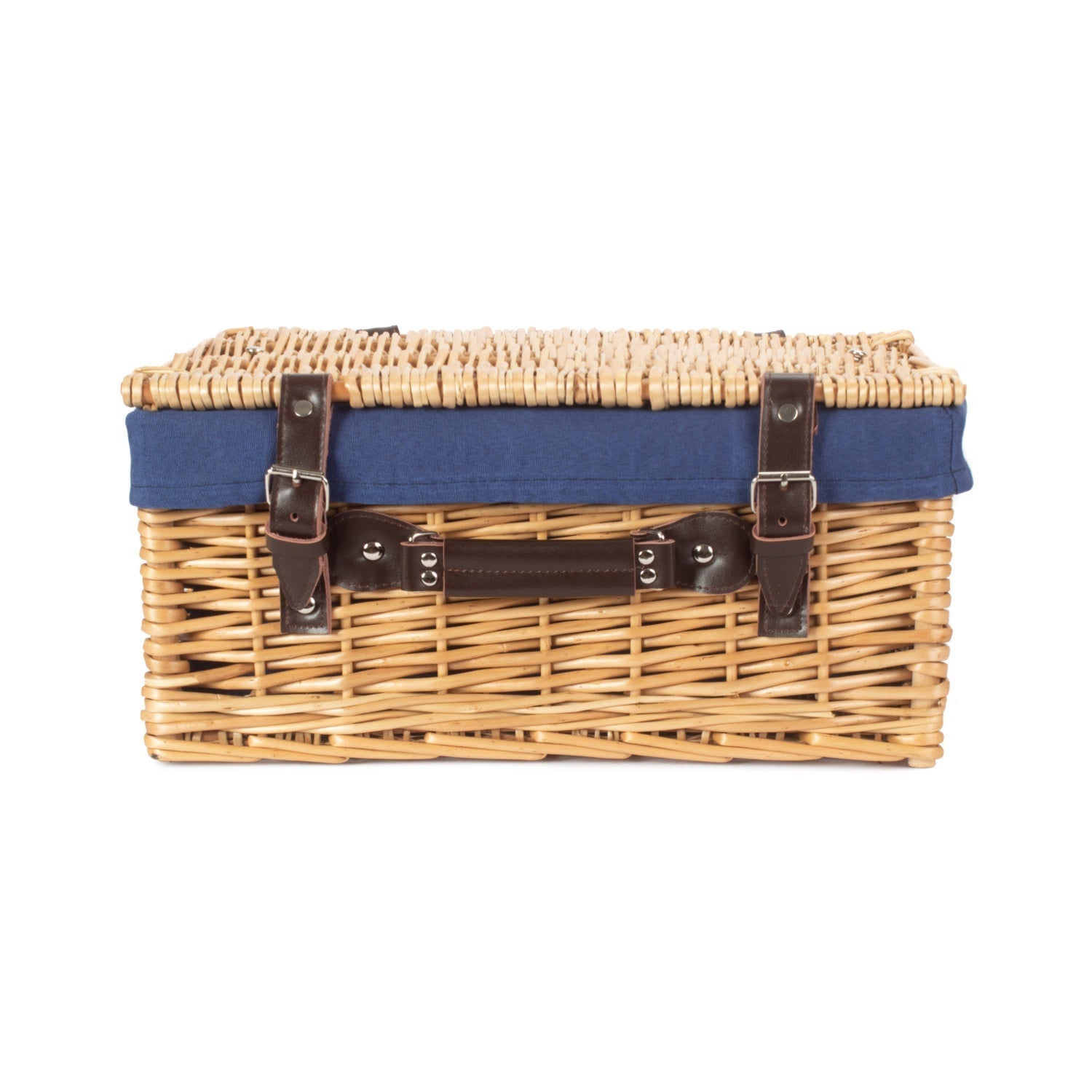 16 Inch Buff Willow Hamper with Navy Blue Lining - REGN