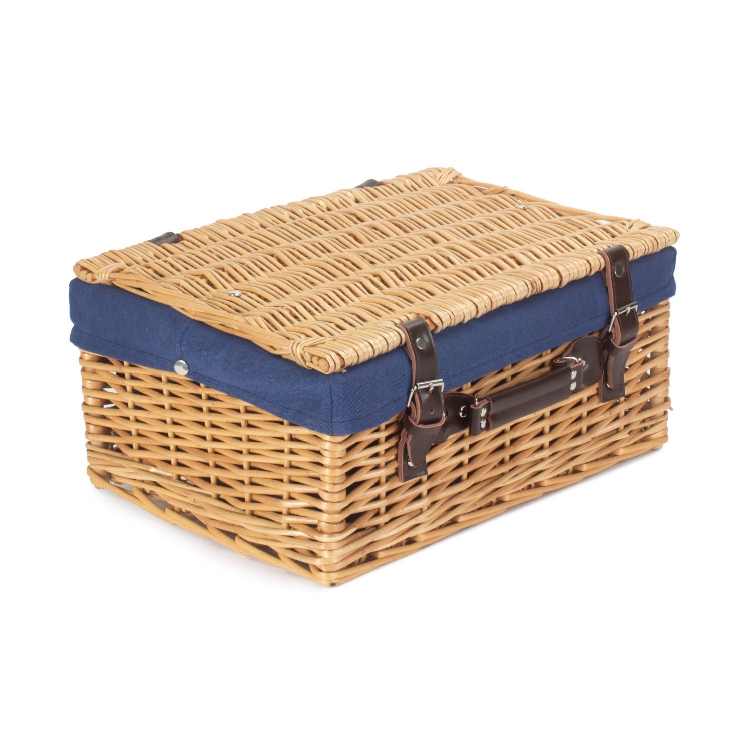 16 Inch Buff Willow Hamper with Navy Blue Lining - REGN