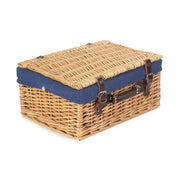 16 Inch Buff Willow Hamper with Navy Blue Lining - REGN