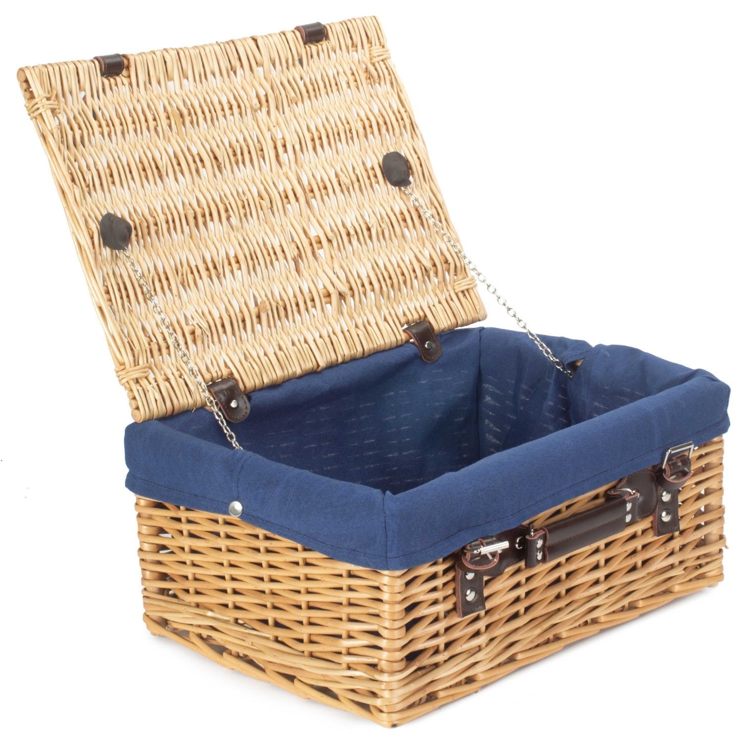 16 Inch Buff Willow Hamper with Navy Blue Lining - REGN