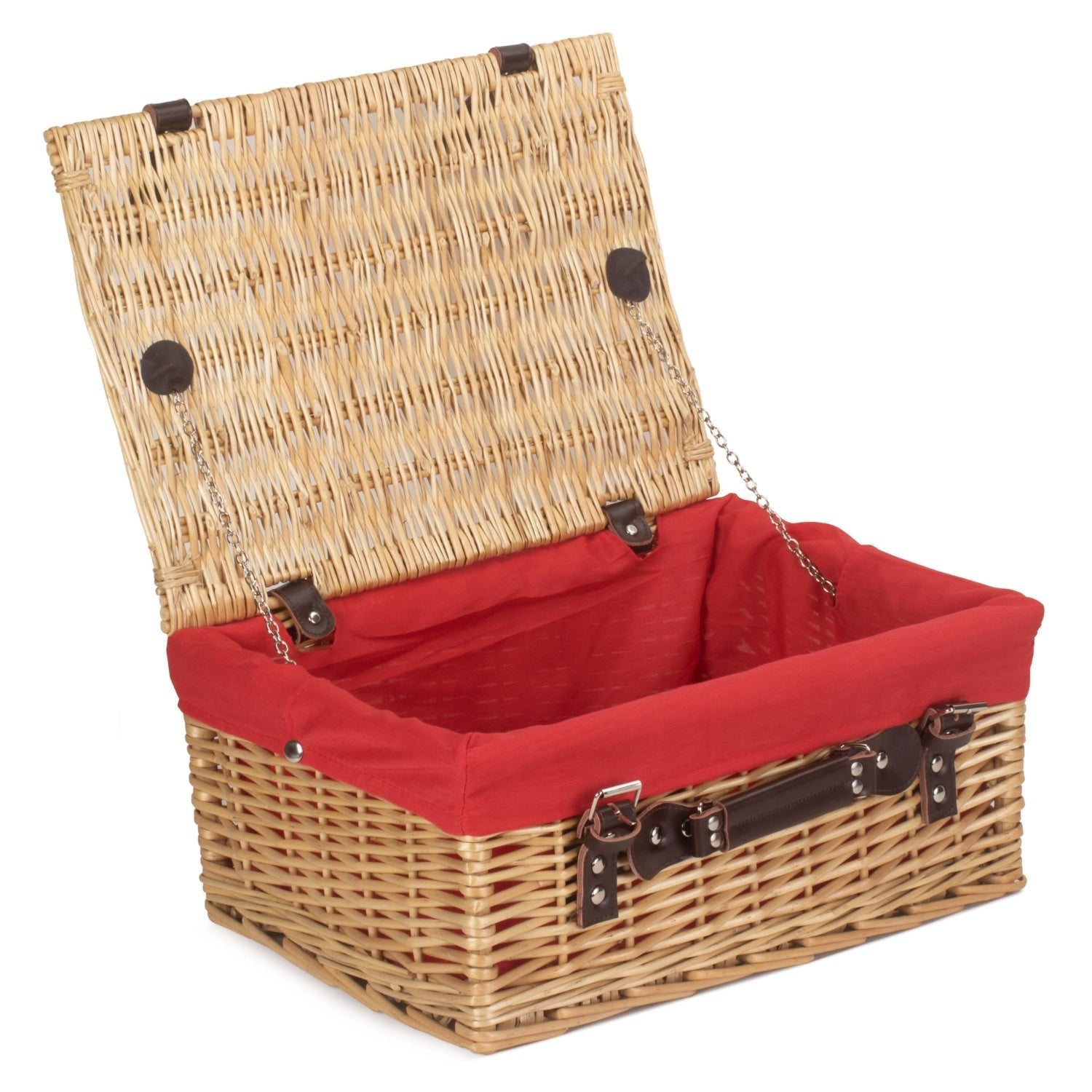16 Inch Buff WIllow Hamper with Red Lining - REGN