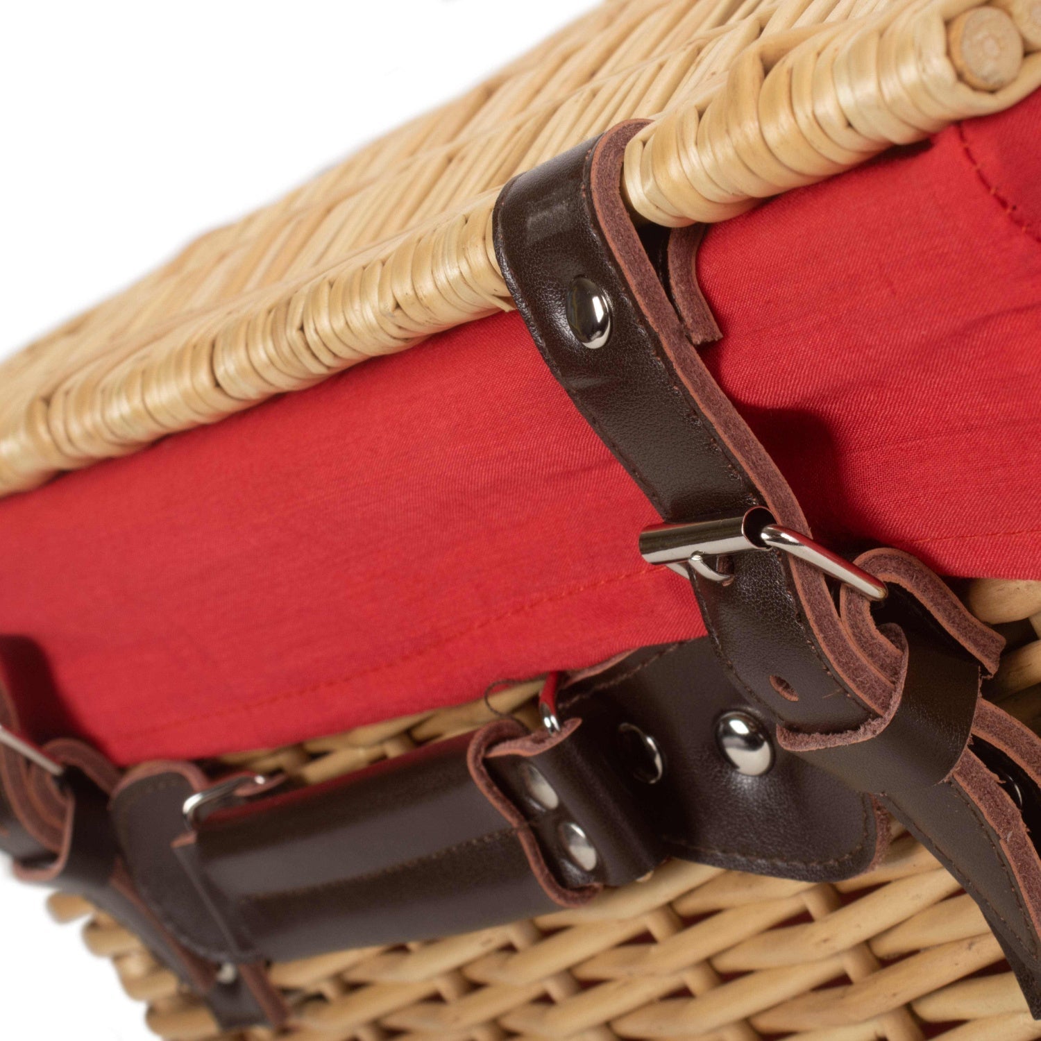 16 Inch Buff WIllow Hamper with Red Lining - REGN