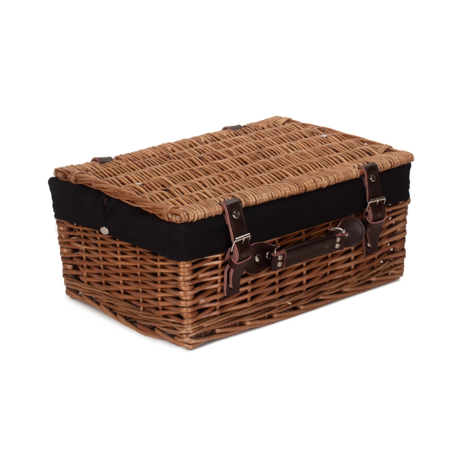 16 Inch Double Steamed Willow Hamper with Black Lining - REGN
