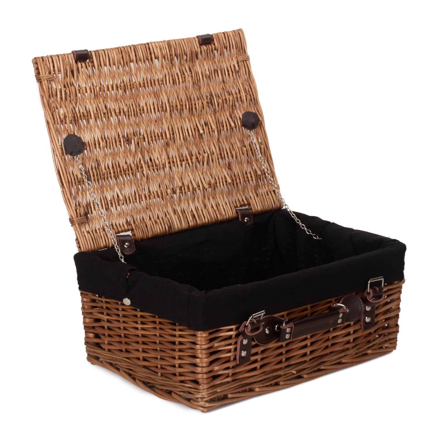 16 Inch Double Steamed Willow Hamper with Black Lining - REGN