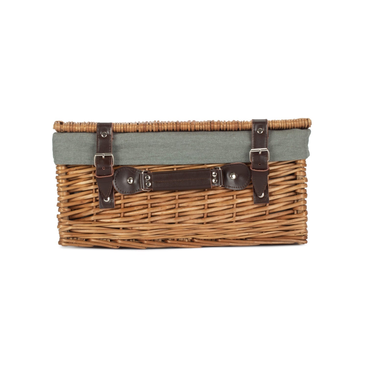 16 Inch Double Steamed Willow Hamper with Grey Sage Lining - REGN
