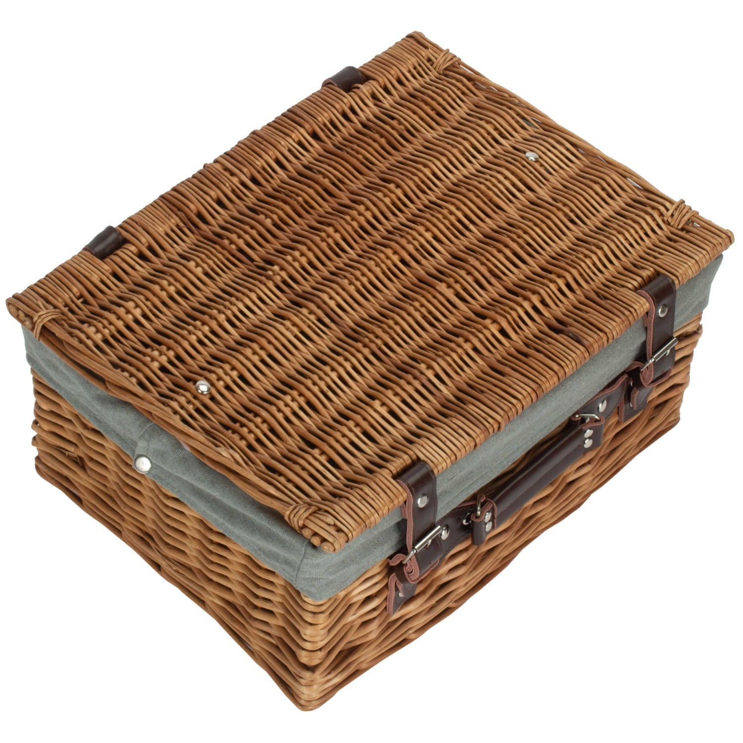16 Inch Double Steamed Willow Hamper with Grey Sage Lining - REGN