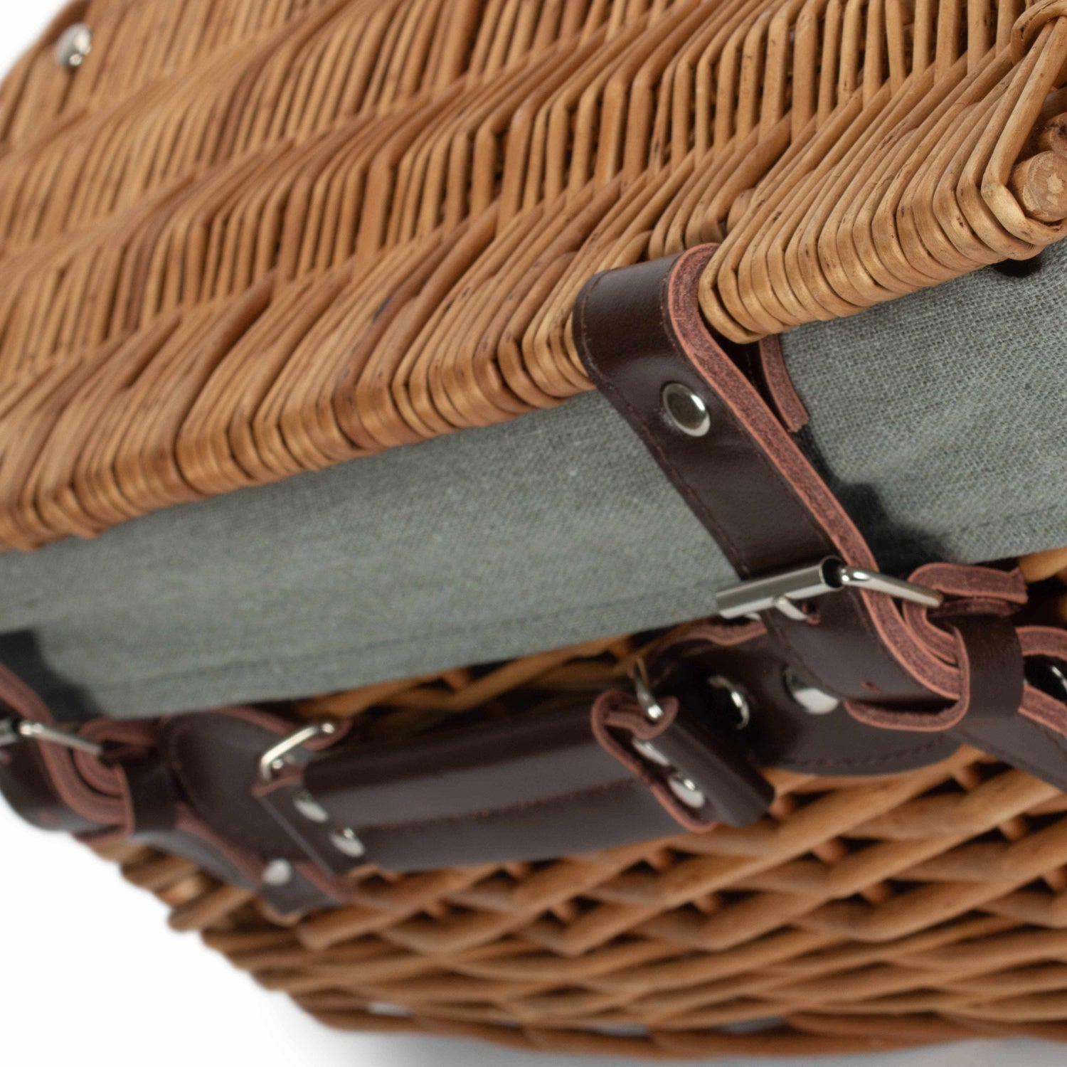 16 Inch Double Steamed Willow Hamper with Grey Sage Lining - REGN