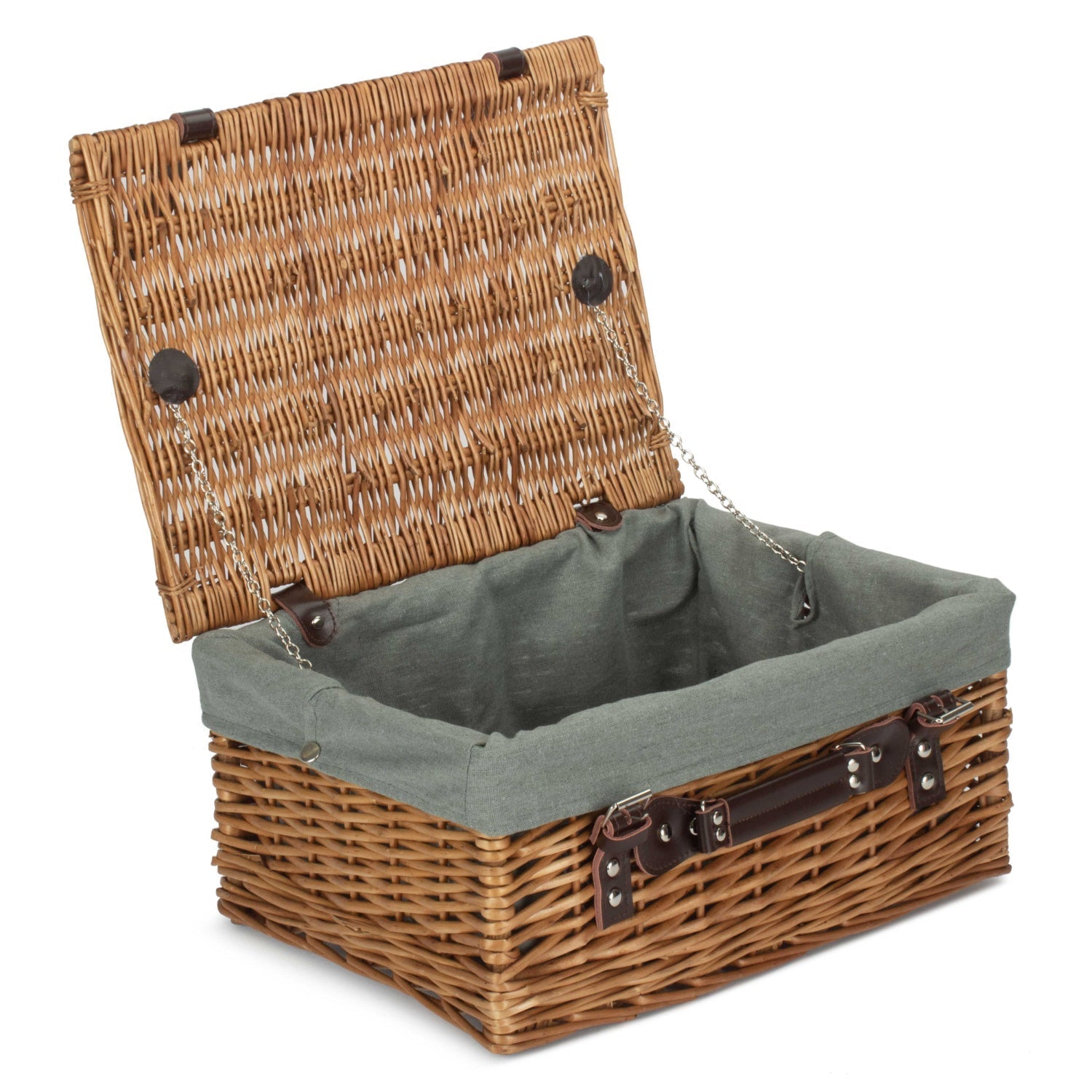 16 Inch Double Steamed Willow Hamper with Grey Sage Lining - REGN