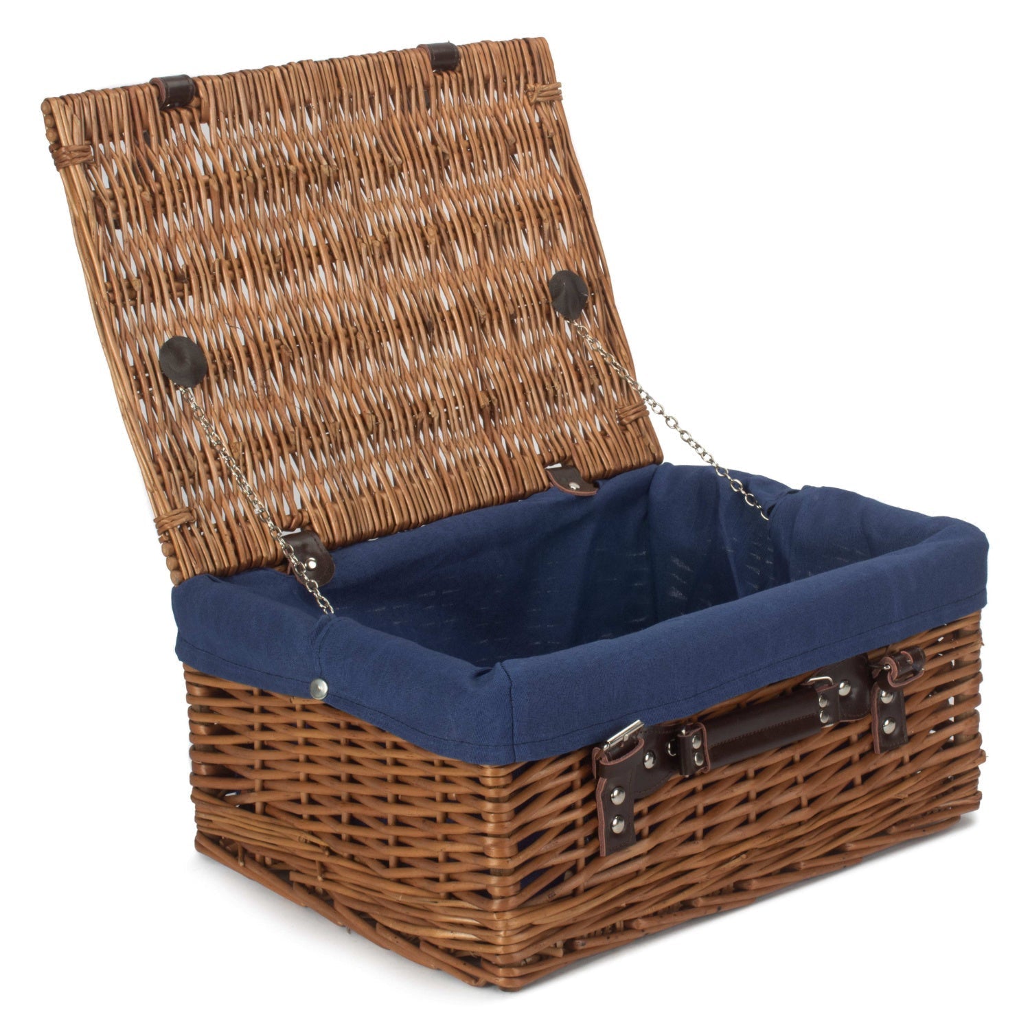 16 Inch Double Steamed Willow Hamper with Navy Blue Lining - REGN