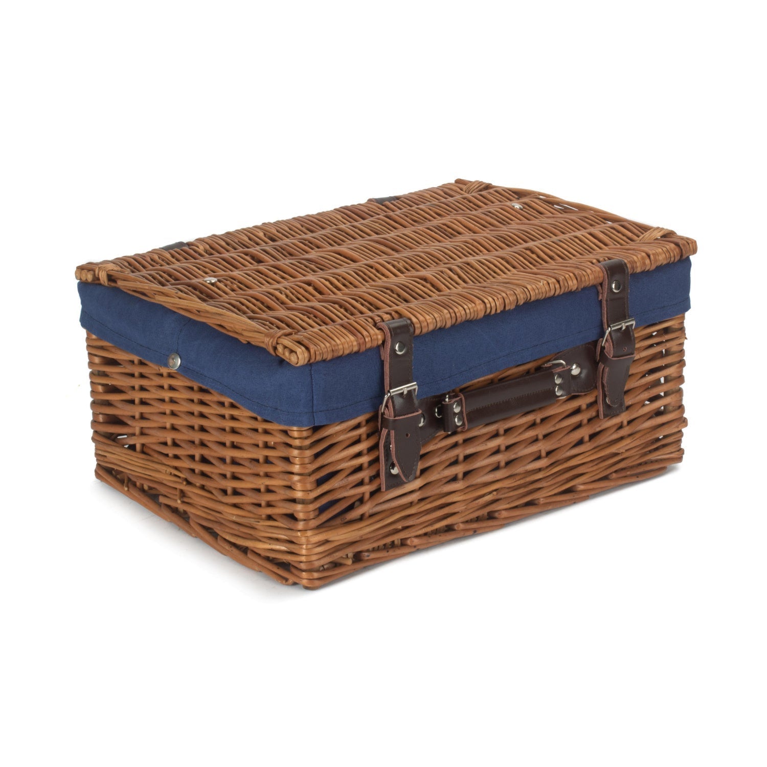 16 Inch Double Steamed Willow Hamper with Navy Blue Lining - REGN