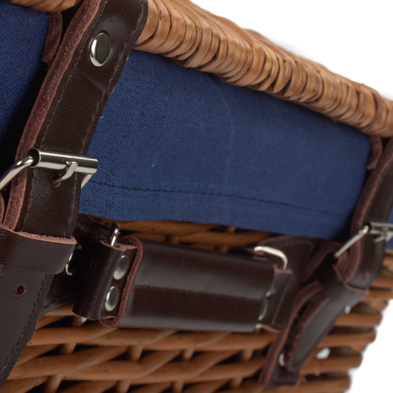 16 Inch Double Steamed Willow Hamper with Navy Blue Lining - REGN