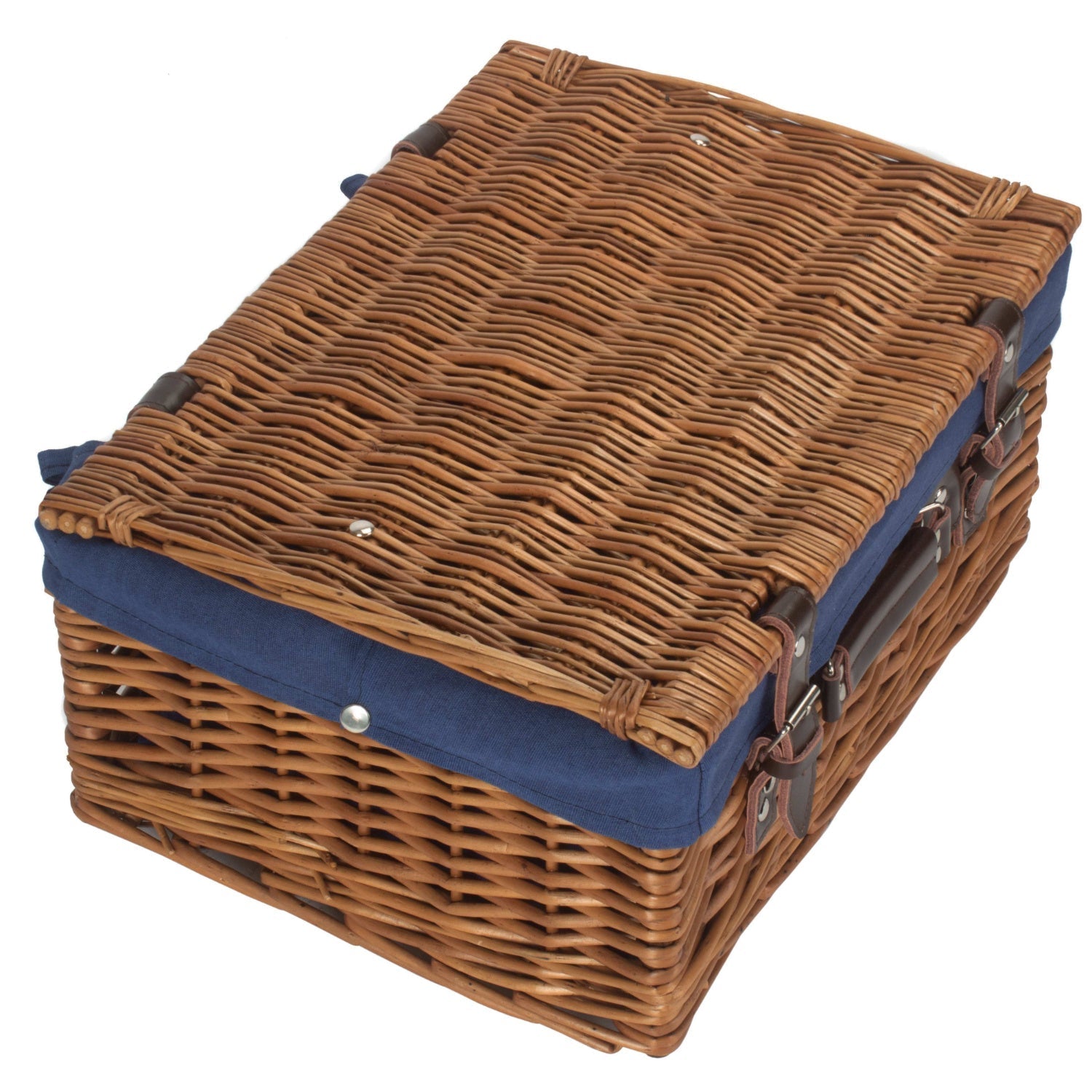16 Inch Double Steamed Willow Hamper with Navy Blue Lining - REGN
