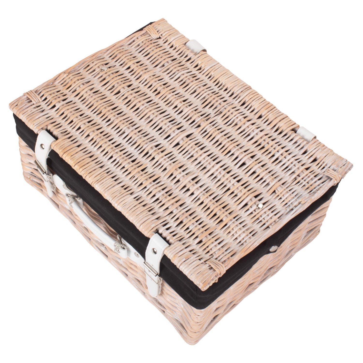 16 Inch White Wash Willow Hamper with Black Lining - REGN