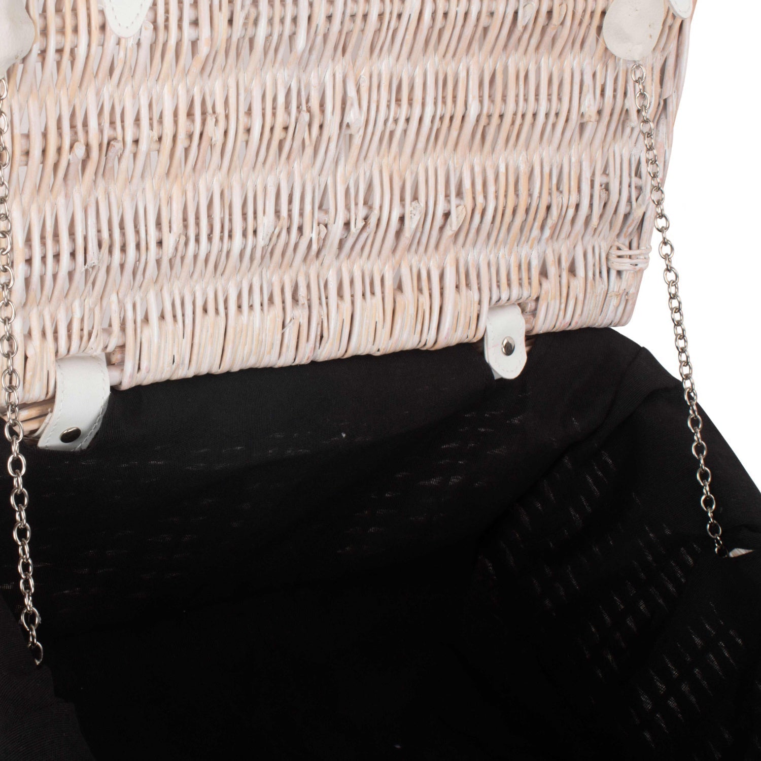 16 Inch White Wash Willow Hamper with Black Lining - REGN