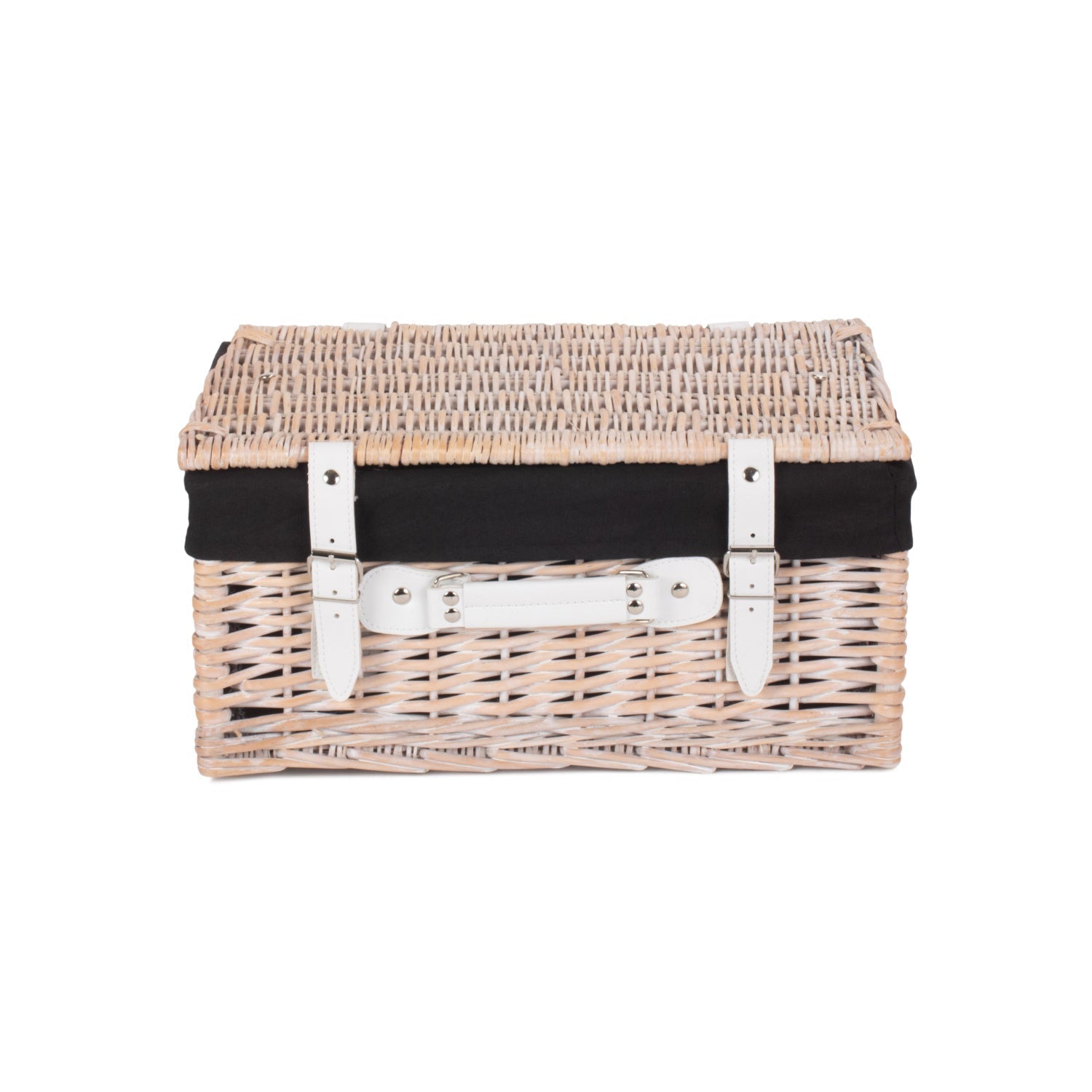 16 Inch White Wash Willow Hamper with Black Lining - REGN