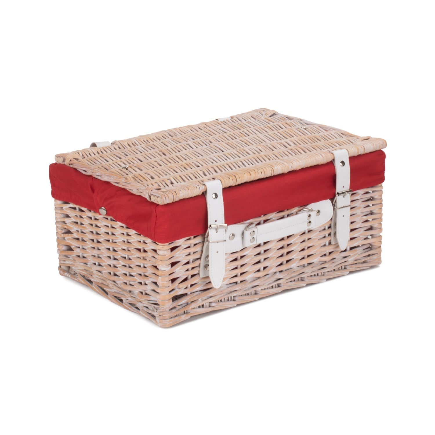 16 Inch White Wash Willow Hamper with Red Lining - REGN