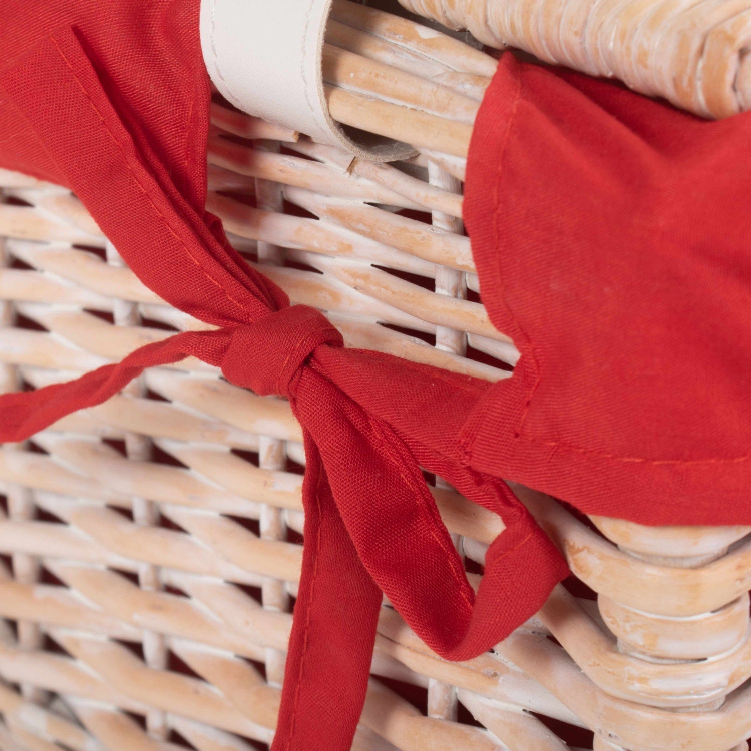 16 Inch White Wash Willow Hamper with Red Lining - REGN
