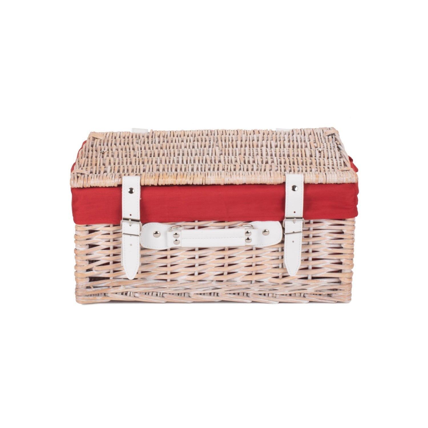 16 Inch White Wash Willow Hamper with Red Lining - REGN