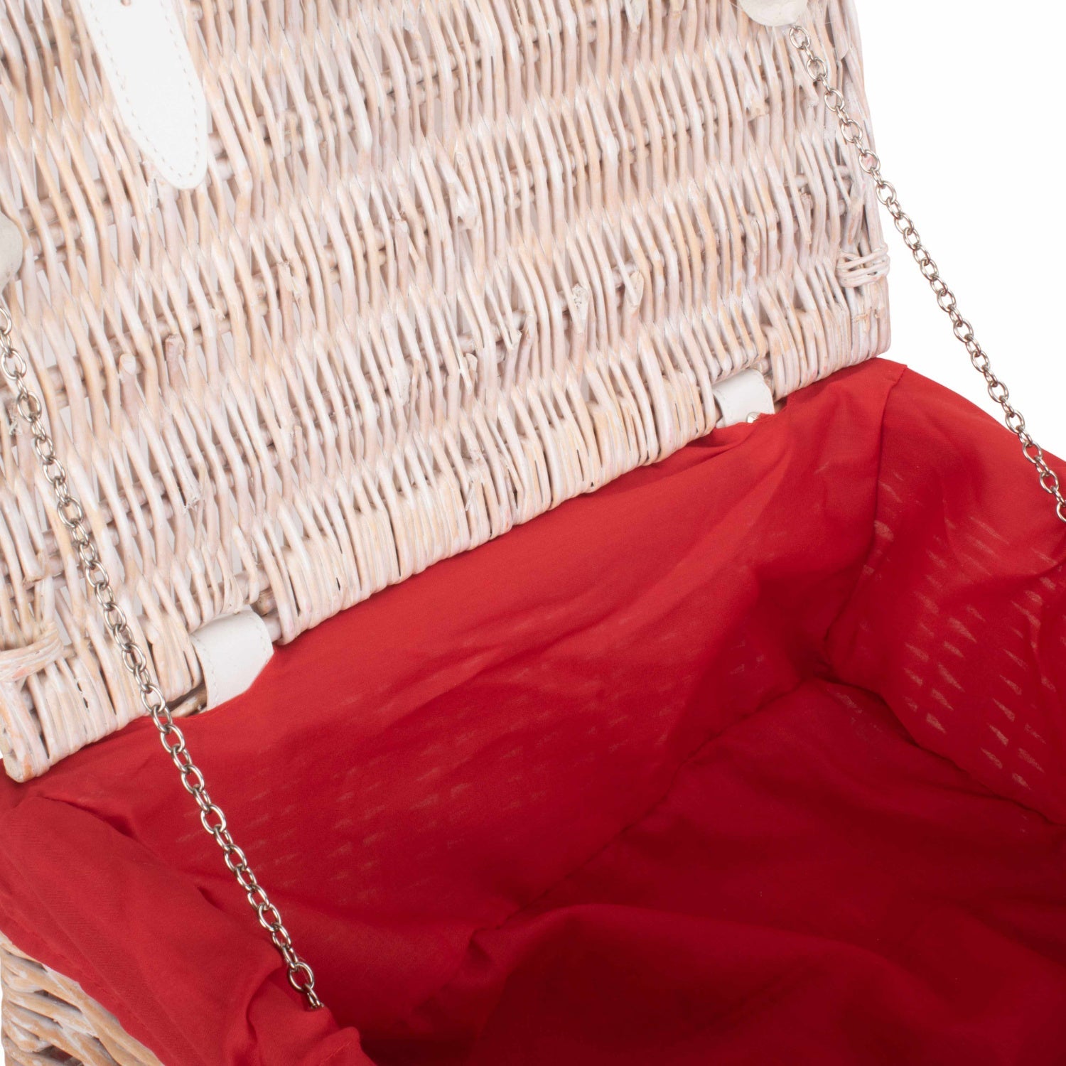 16 Inch White Wash Willow Hamper with Red Lining - REGN