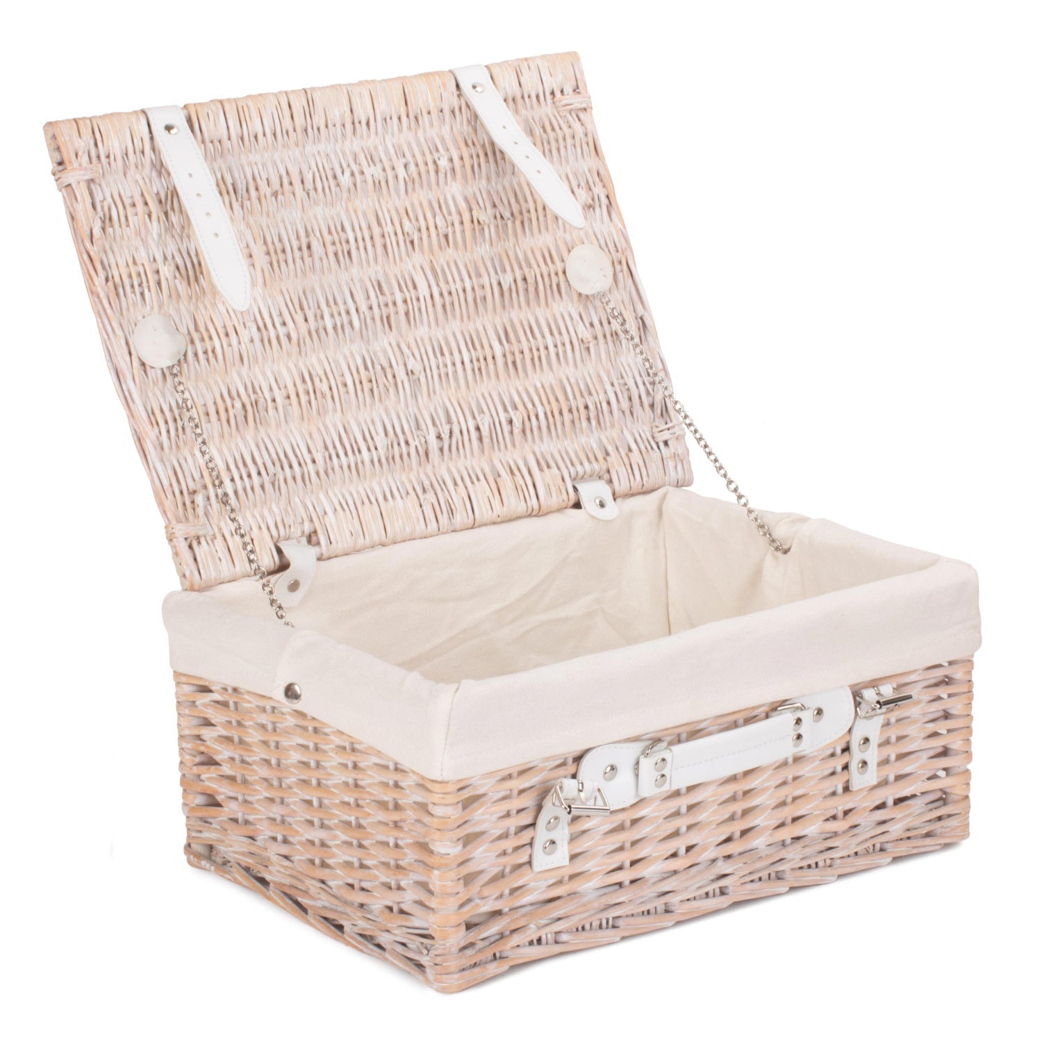 16 Inch White Wash Willow Hamper with White Lining - REGN