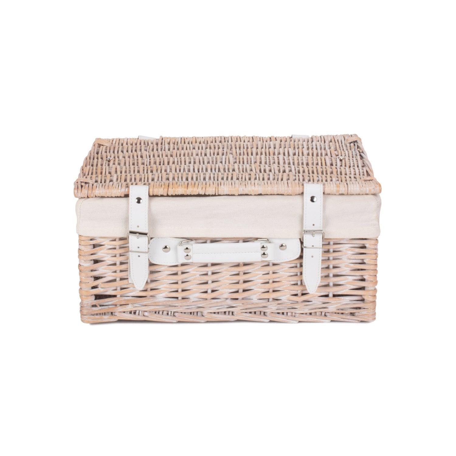 16 Inch White Wash Willow Hamper with White Lining - REGN