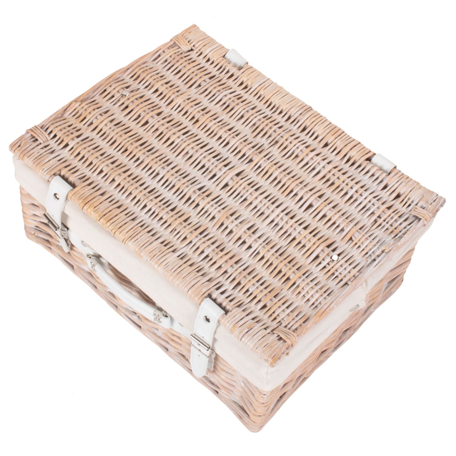 16 Inch White Wash Willow Hamper with White Lining - REGN