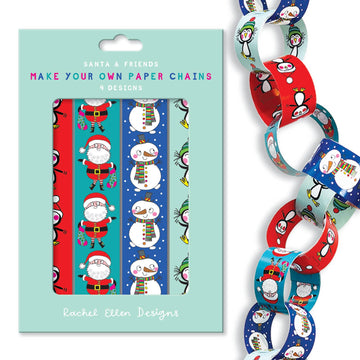 Christmas Paper Chain Kit – Santa, Penguins & Snowmen Designs (100 Links)