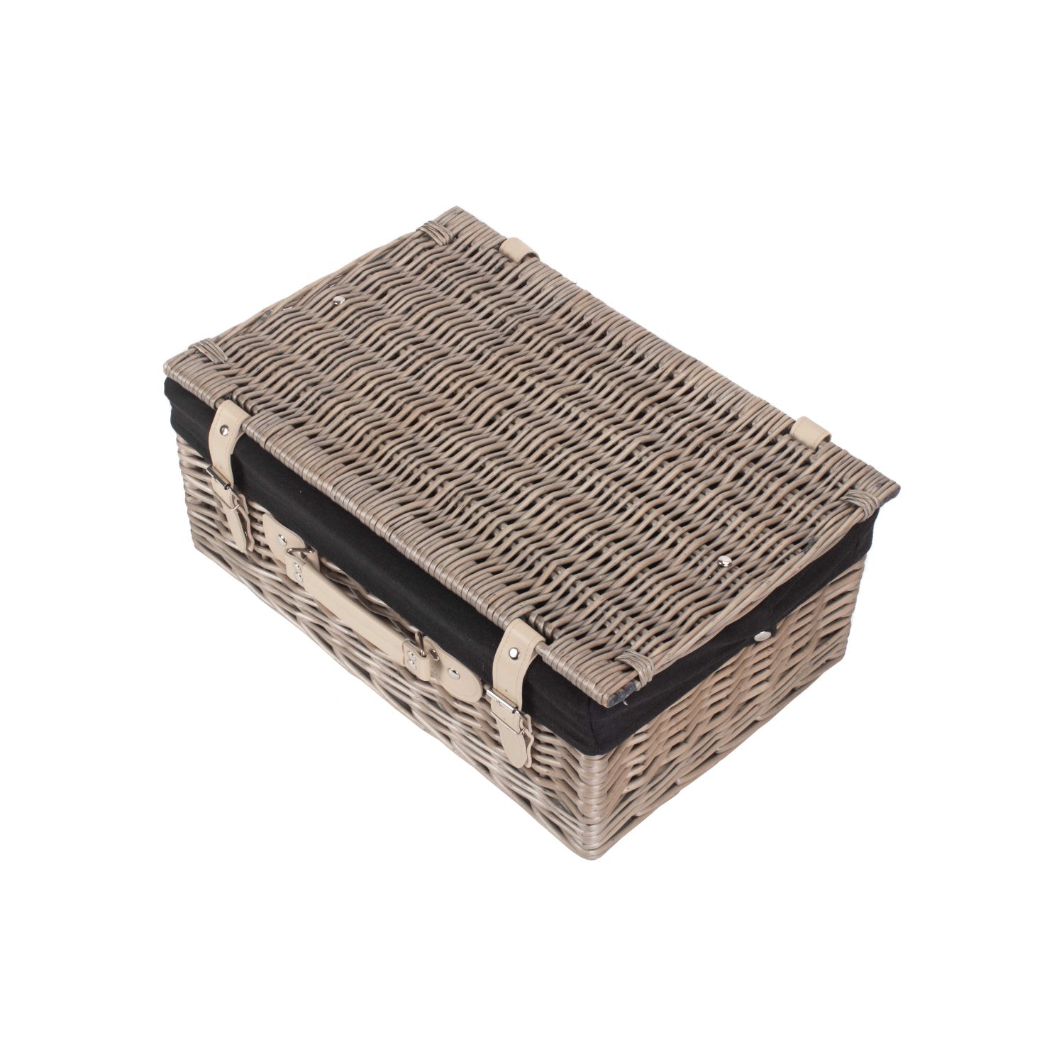 18 Inch Antique Wash Willow Hamper with Black Lining - REGN