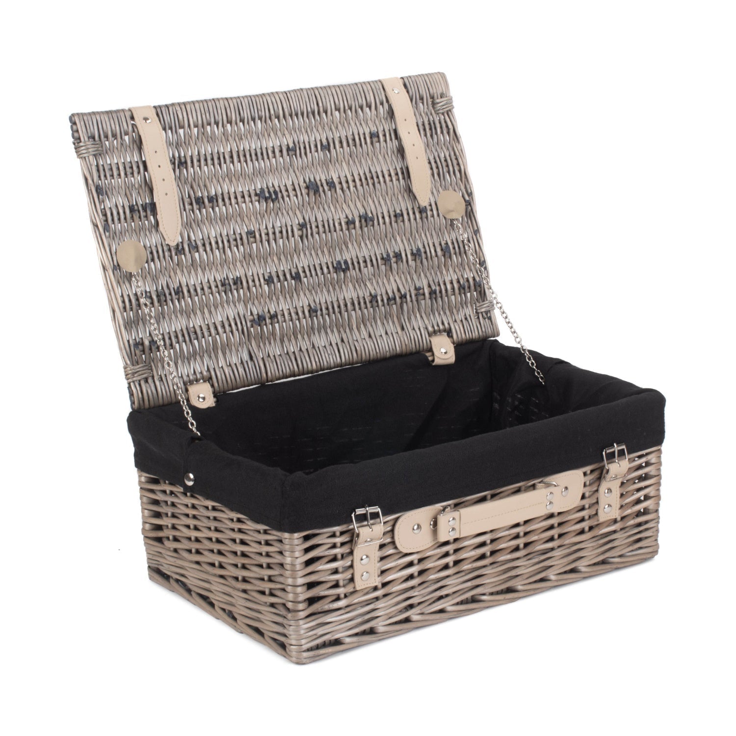 18 Inch Antique Wash Willow Hamper with Black Lining - REGN