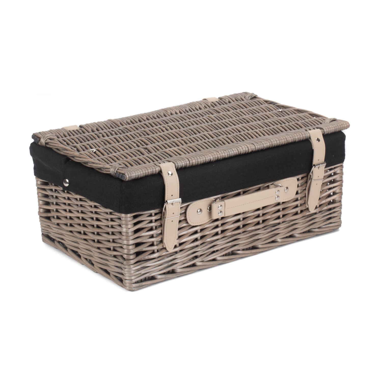 18 Inch Antique Wash Willow Hamper with Black Lining - REGN