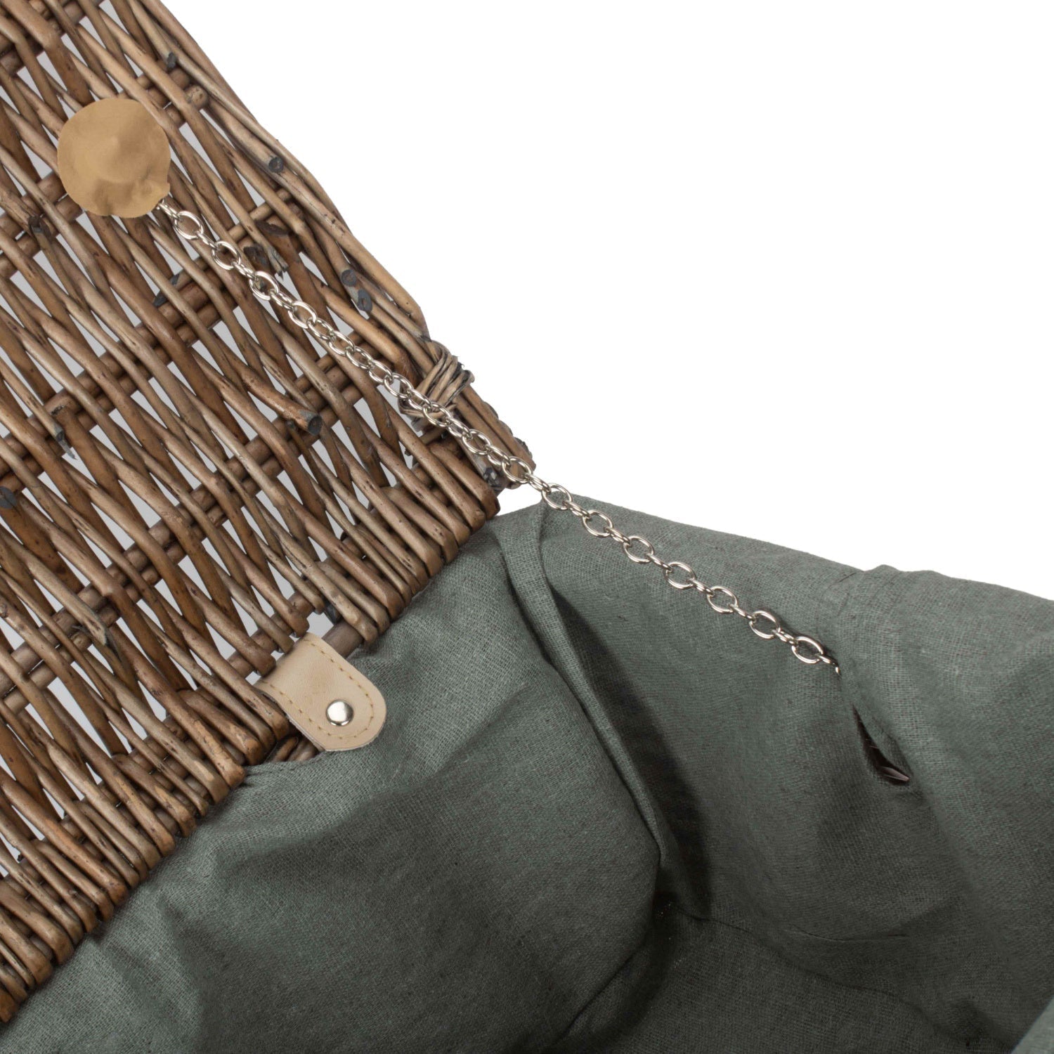 18 Inch Antique Wash Willow Hamper with Grey Sage Lining - REGN