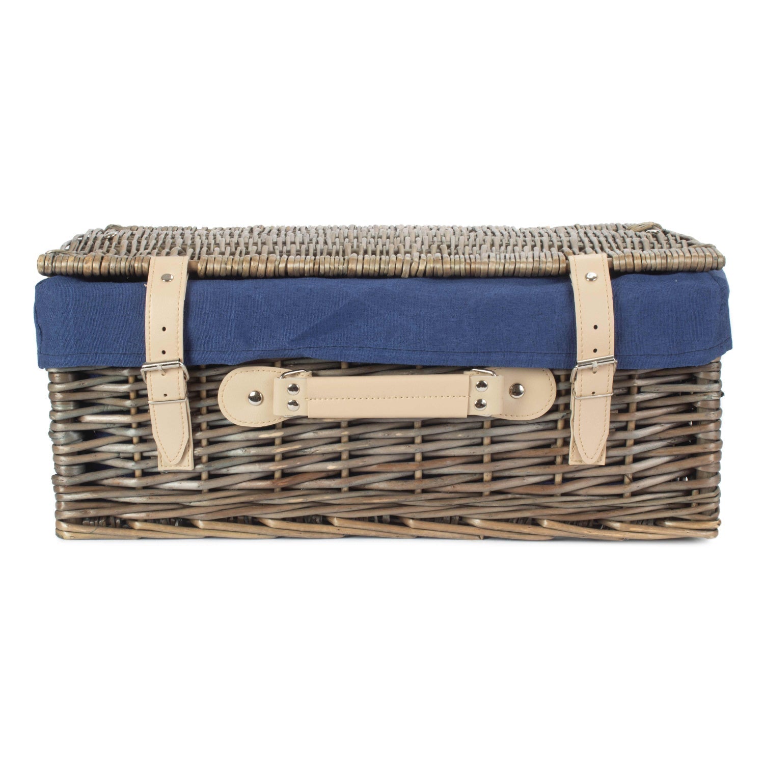18 Inch Antique Wash Willow Hamper with Navy Blue Lining - REGN