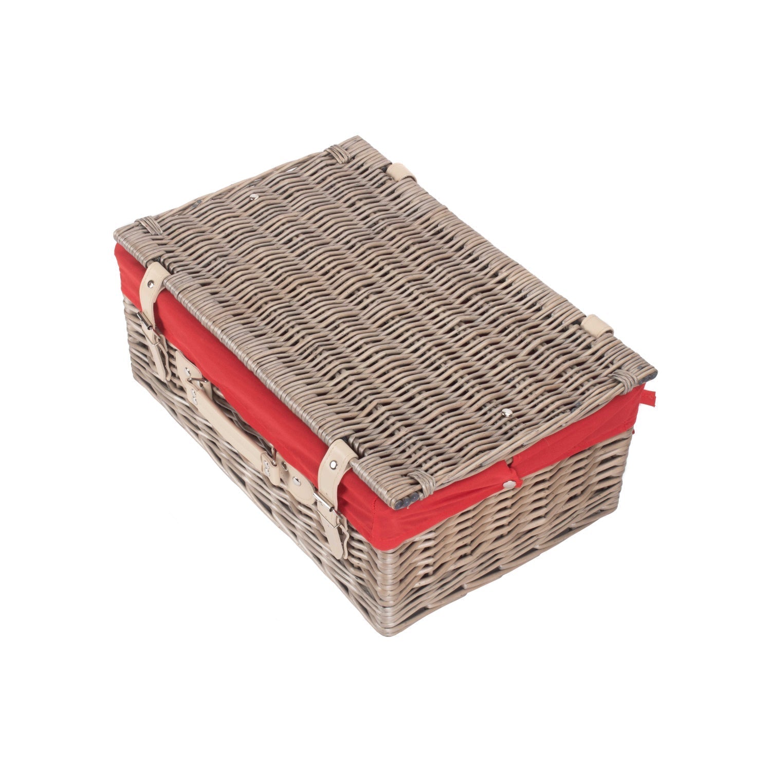 18 Inch Antique Wash Willow Hamper with Red Lining - REGN