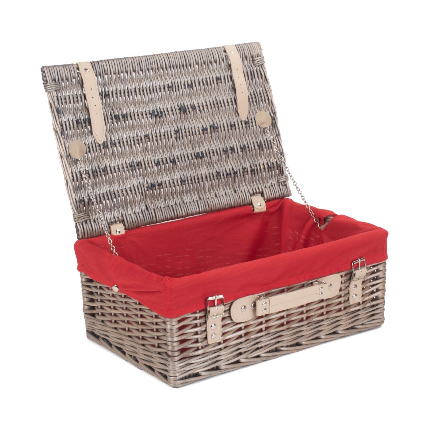 18 Inch Antique Wash Willow Hamper with Red Lining - REGN