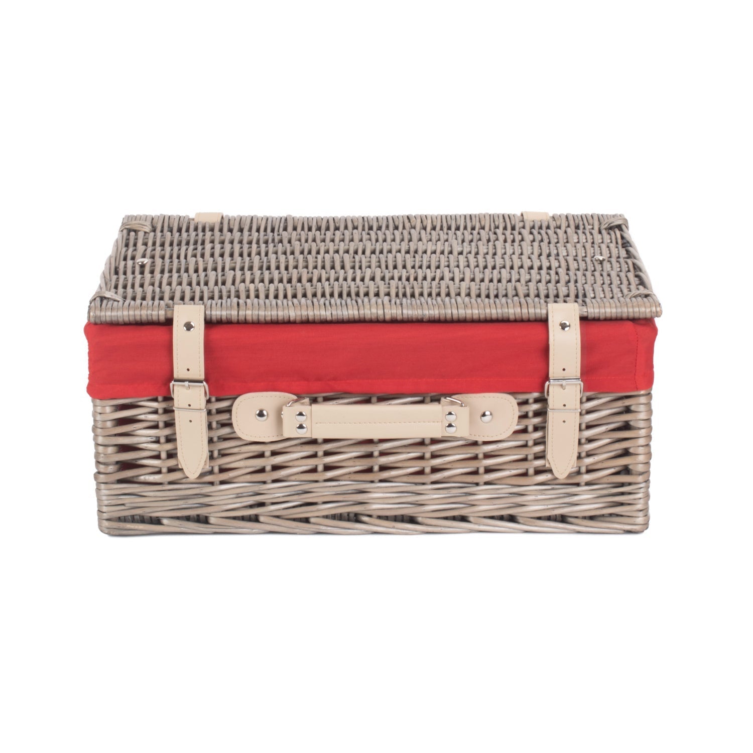 18 Inch Antique Wash Willow Hamper with Red Lining - REGN