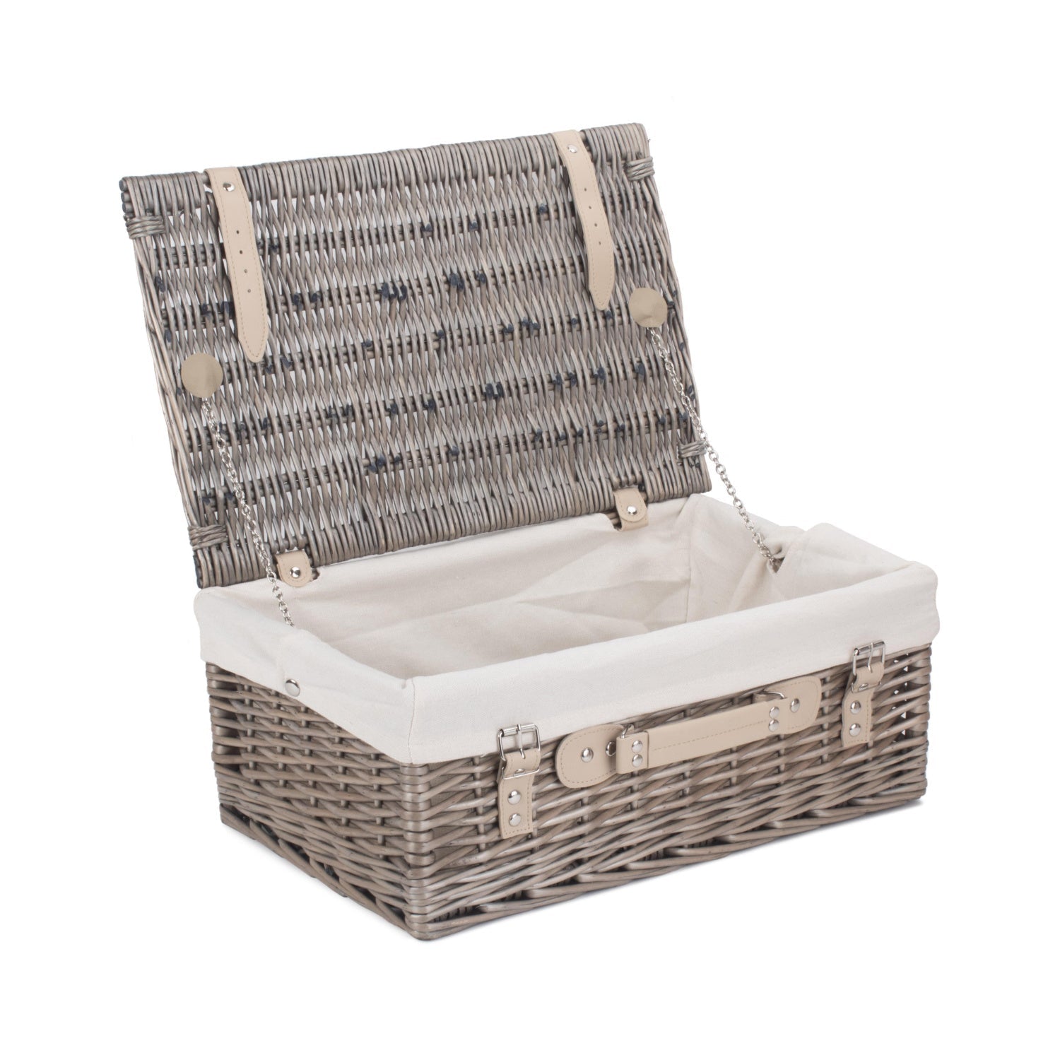 18 Inch Antique Wash Willow Hamper with White Lining - REGN