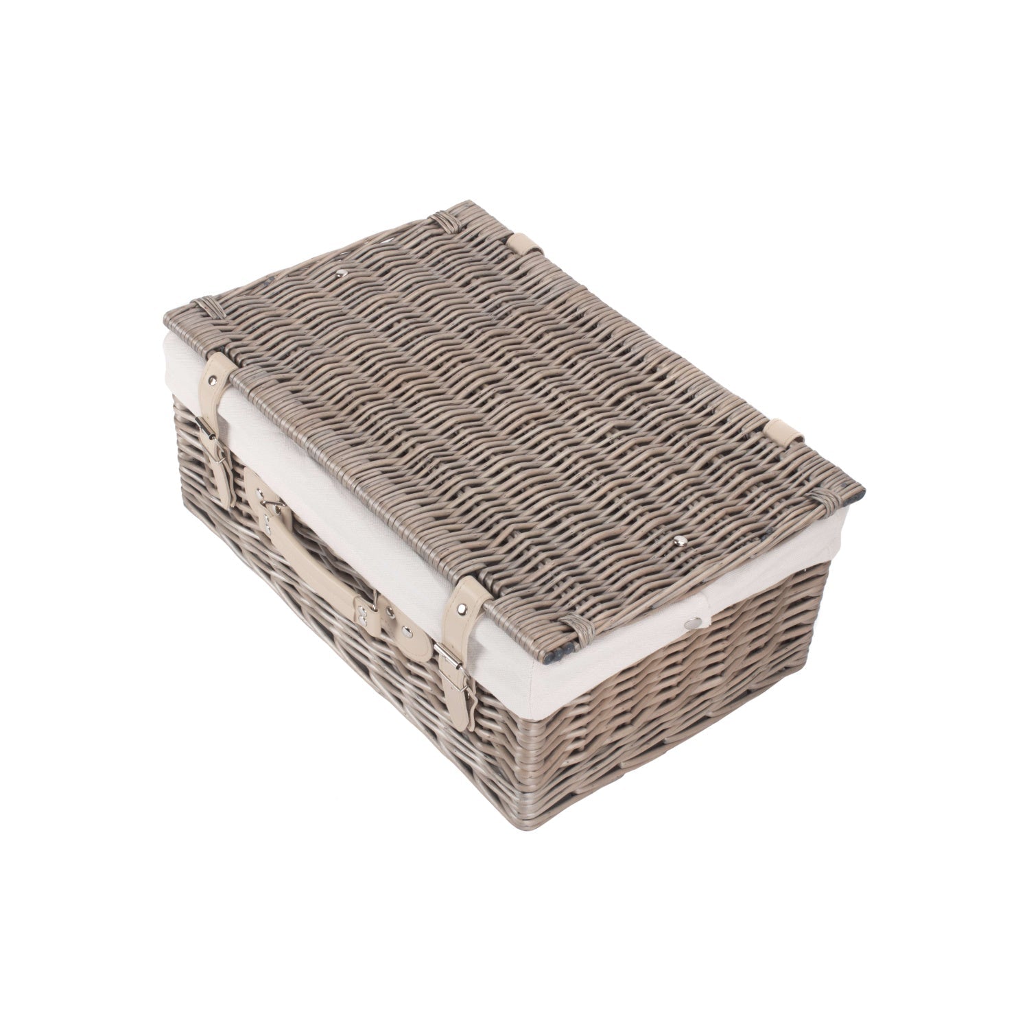 18 Inch Antique Wash Willow Hamper with White Lining - REGN