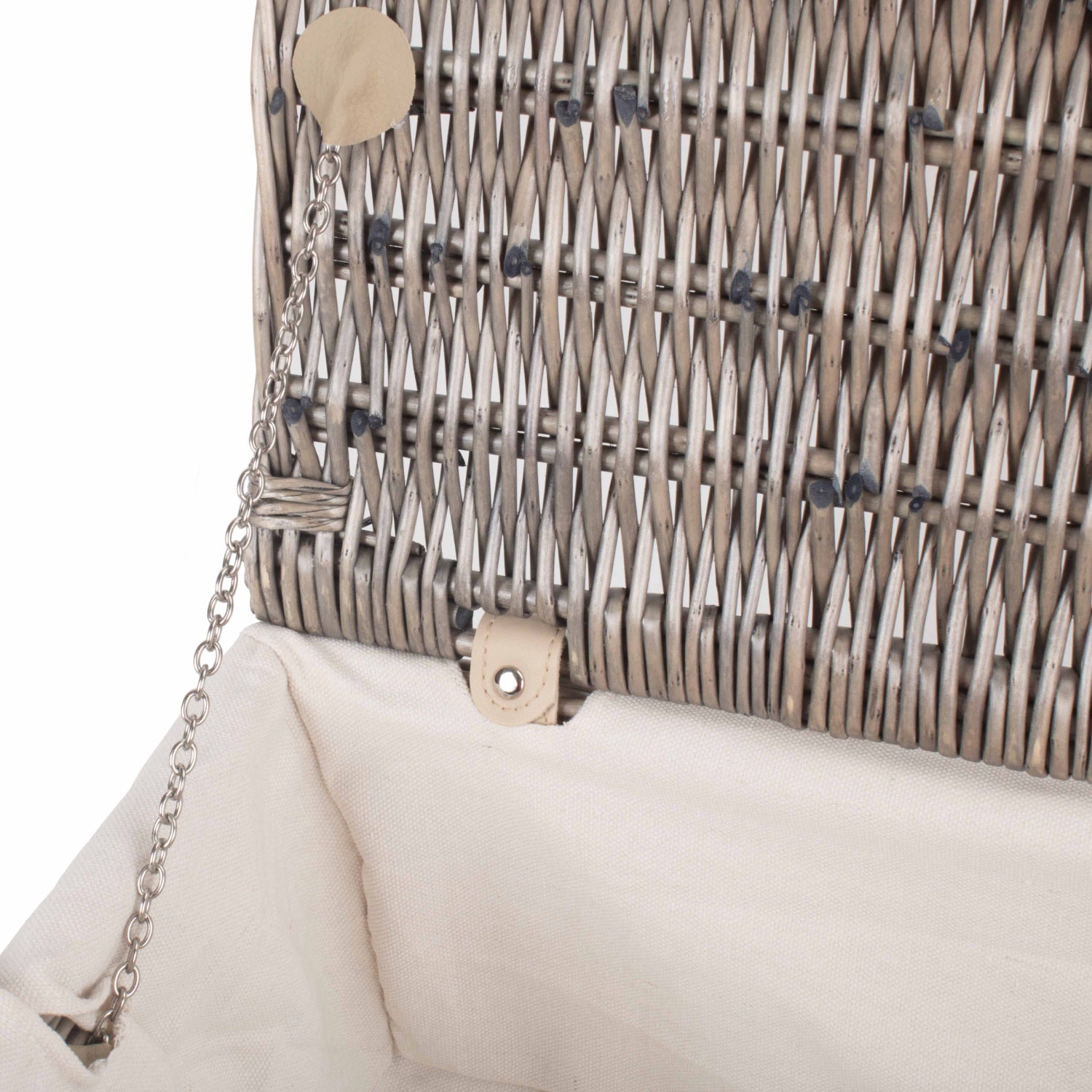 18 Inch Antique Wash Willow Hamper with White Lining - REGN