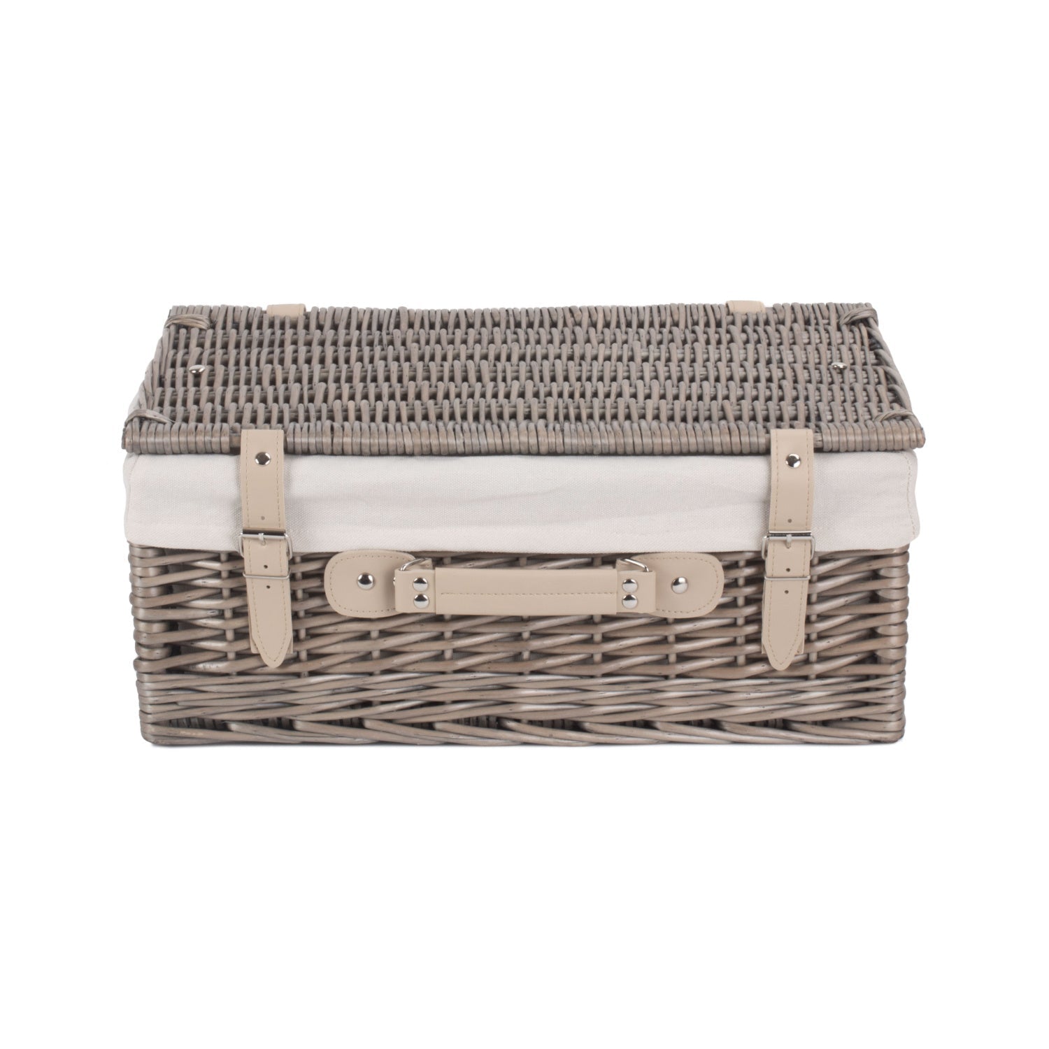 18 Inch Antique Wash Willow Hamper with White Lining - REGN