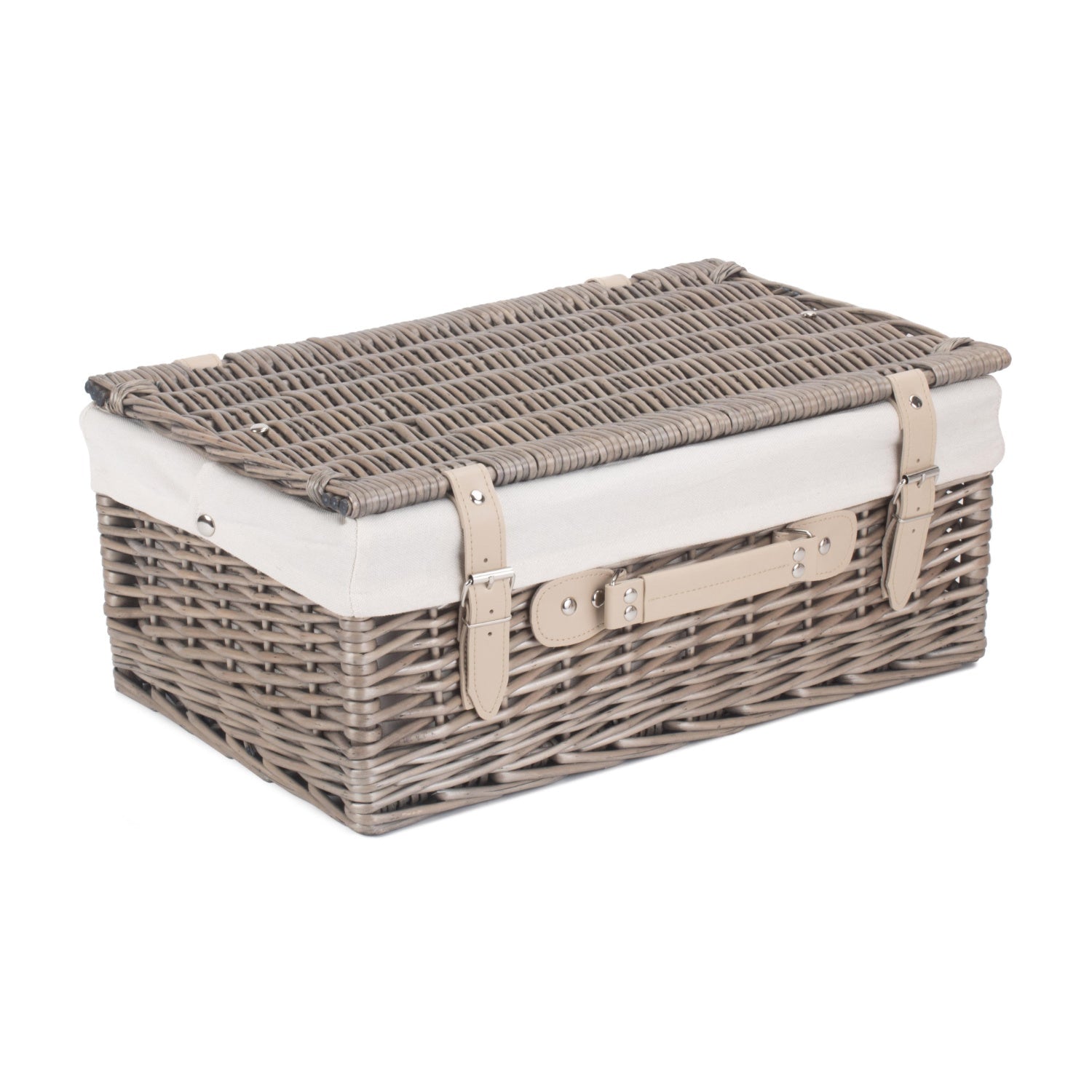 18 Inch Antique Wash Willow Hamper with White Lining - REGN